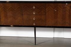 Art Deco Sideboard with Herringbone Marquetry and Brass Ring Pulls