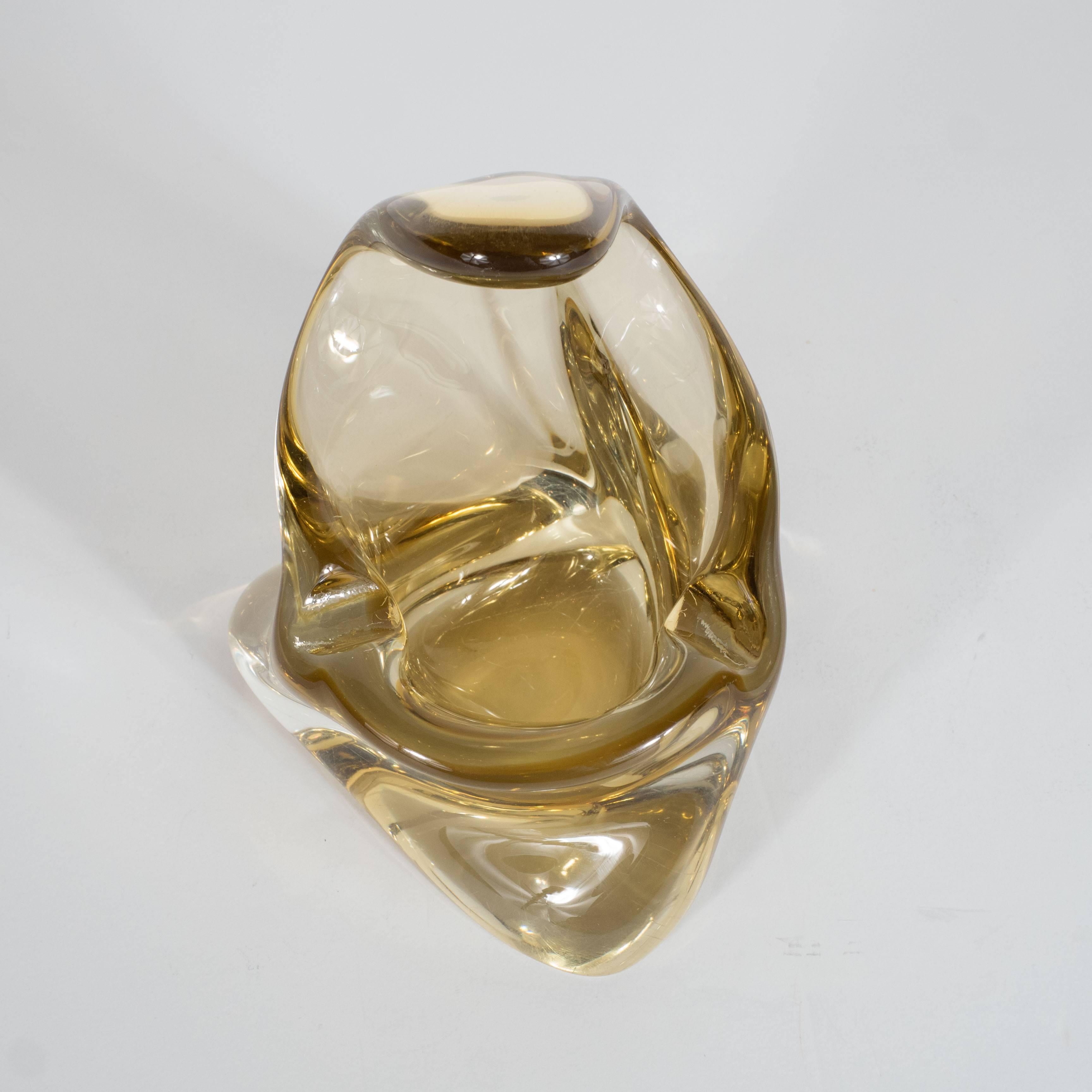 Mid-Century Canary Yellow 'Splash' Handblown Murano Glass Ashtray or Bowl In Excellent Condition In New York, NY