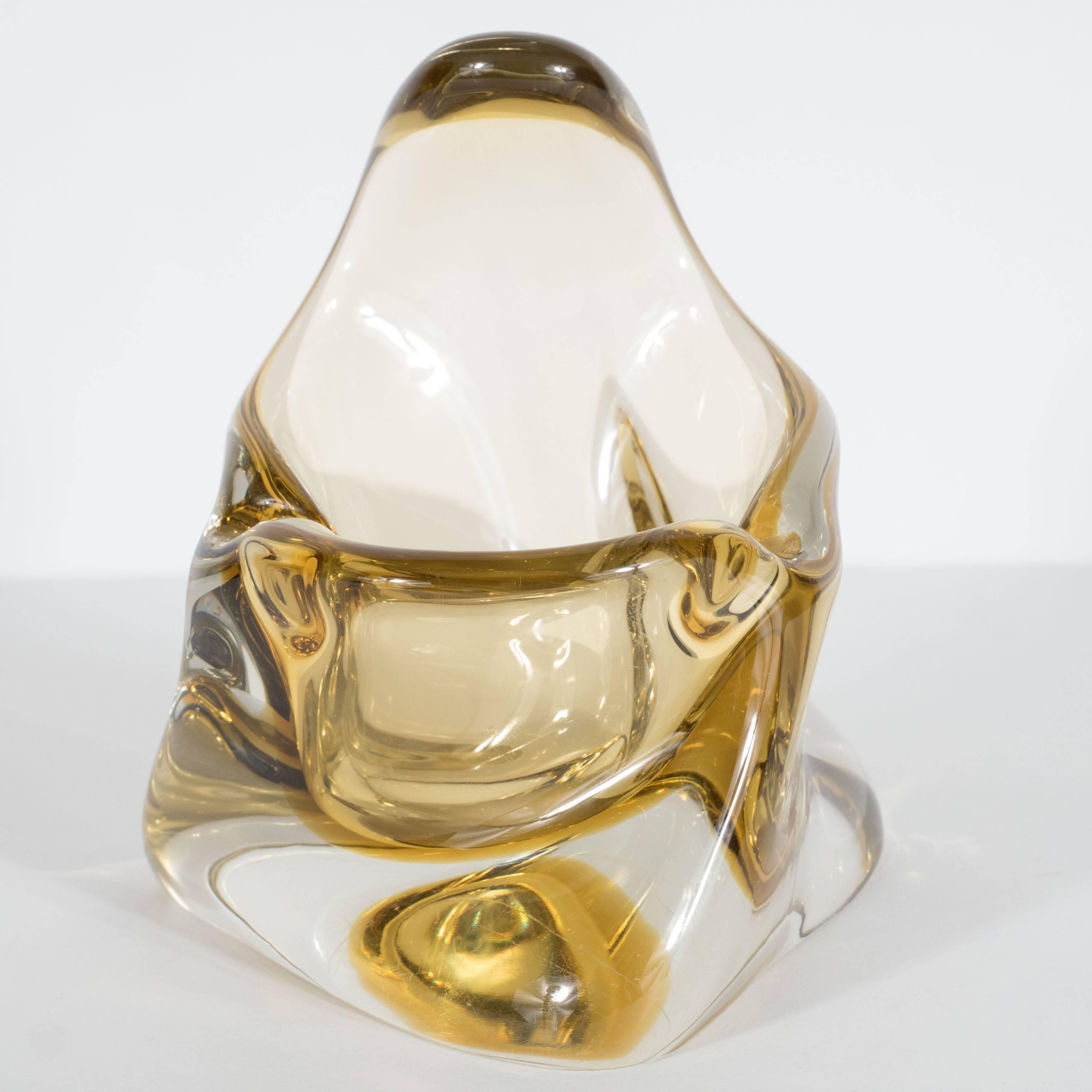 Mid-20th Century Mid-Century Canary Yellow 'Splash' Handblown Murano Glass Ashtray or Bowl