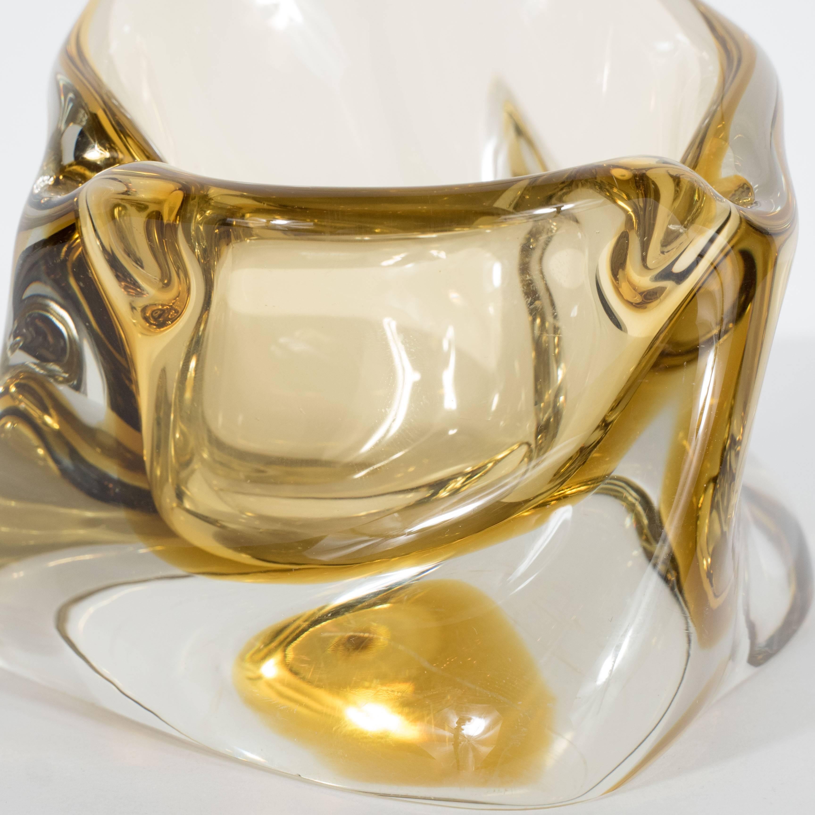 Mid-Century Canary Yellow 'Splash' Handblown Murano Glass Ashtray or Bowl 1