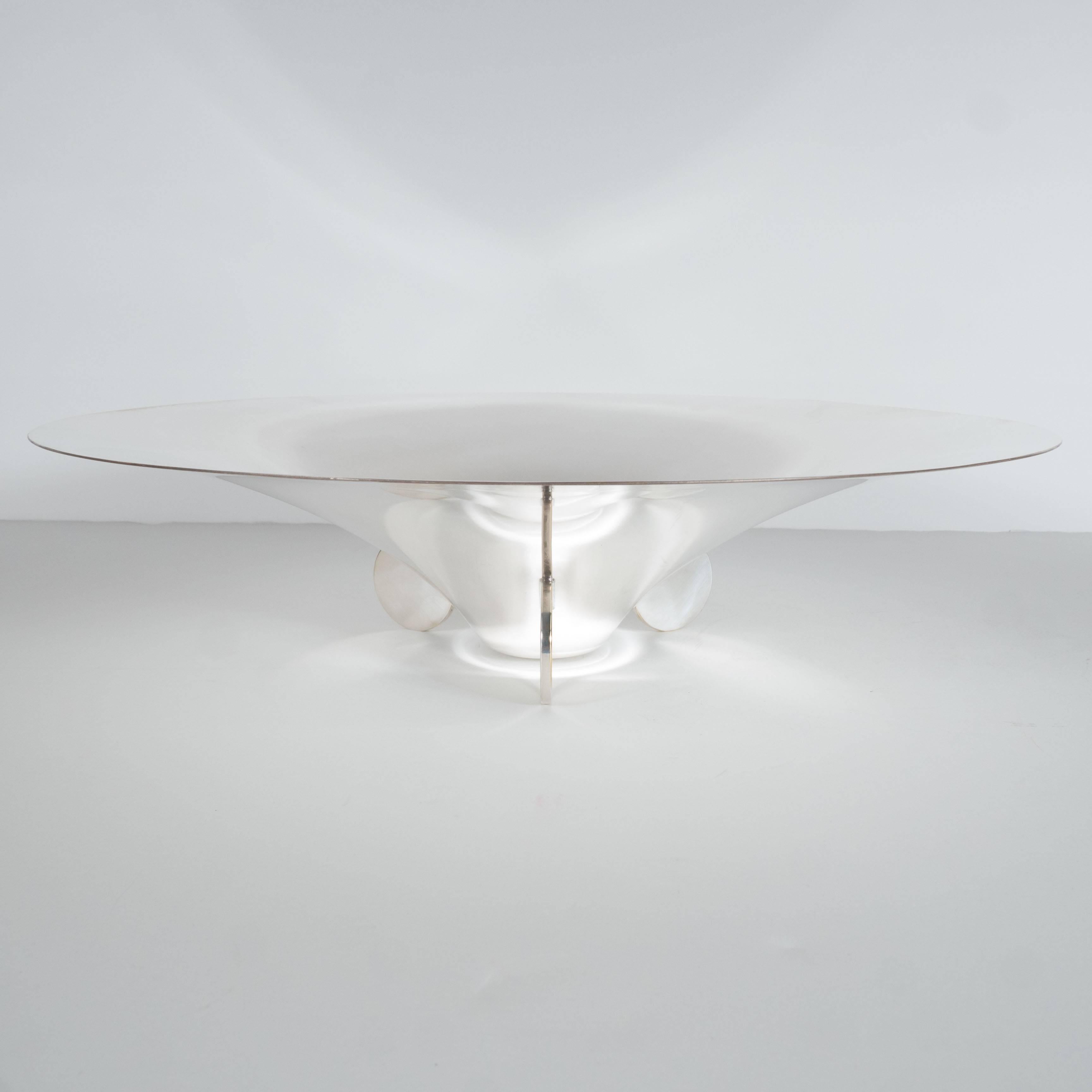Sculptural German Art Deco Silver Plate Center Bowl by Ikora 2