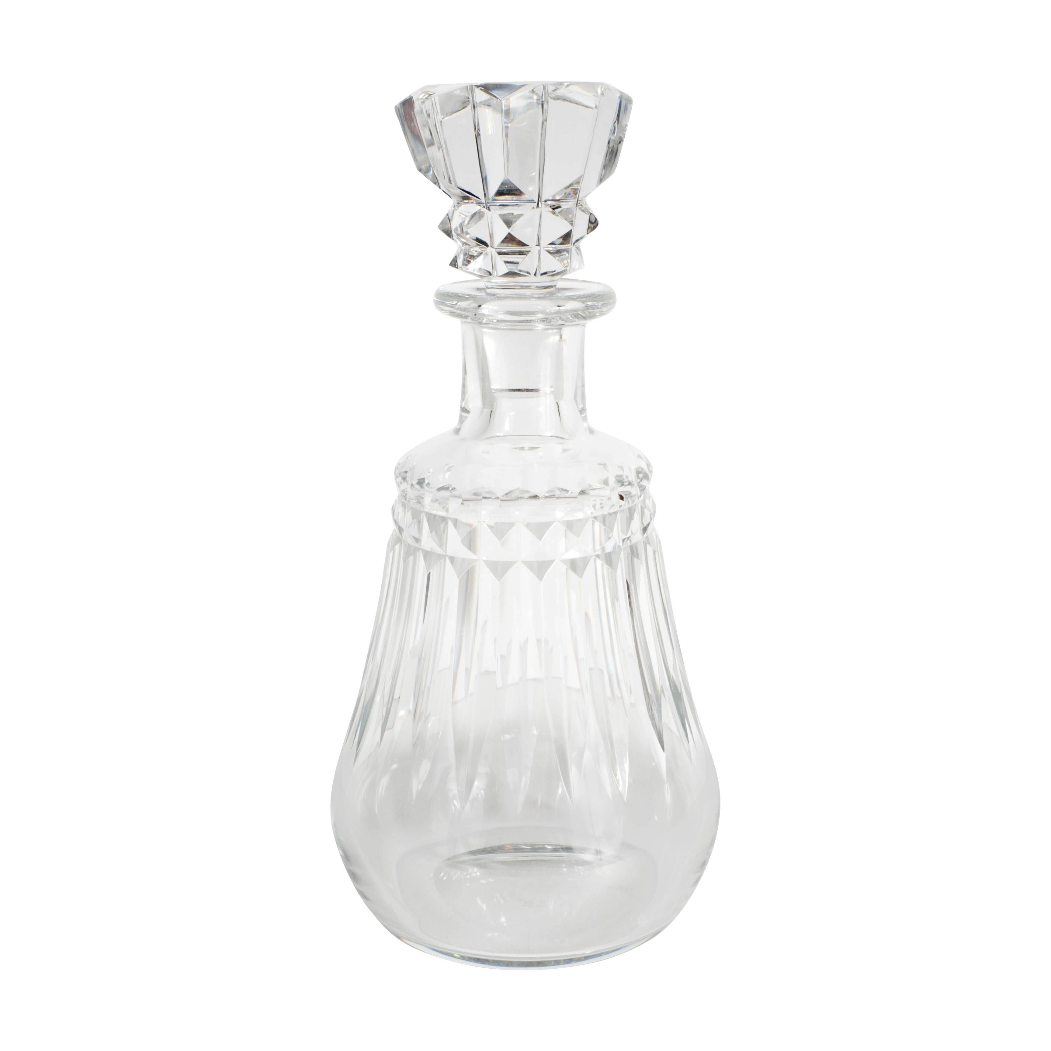 Baccarat "Picadilly" Crystal Decanter with Etched Detailing and Faceted Top
