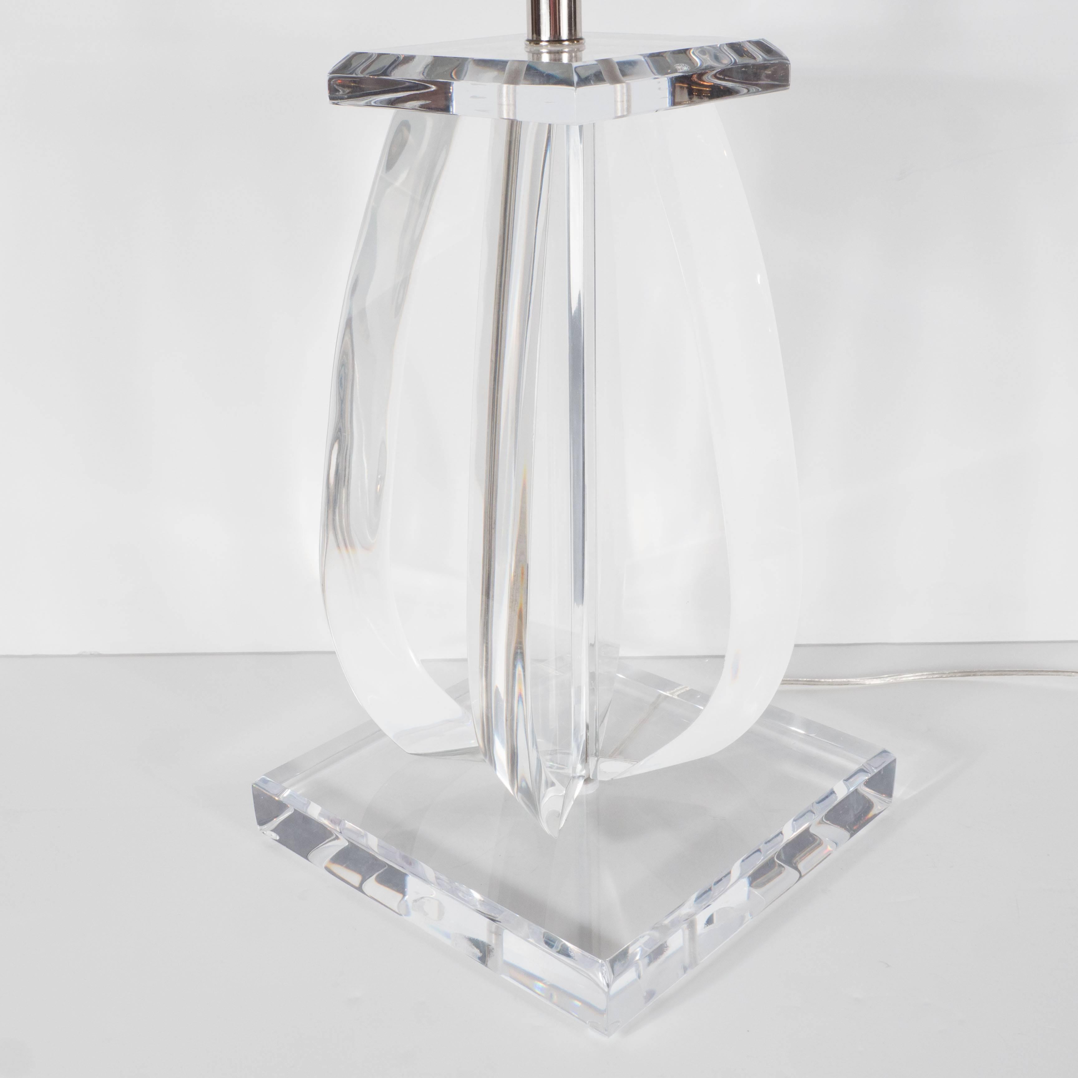 Late 20th Century Mid-Century Modernist Lucite Table Lamp with Chrome Fittings For Sale