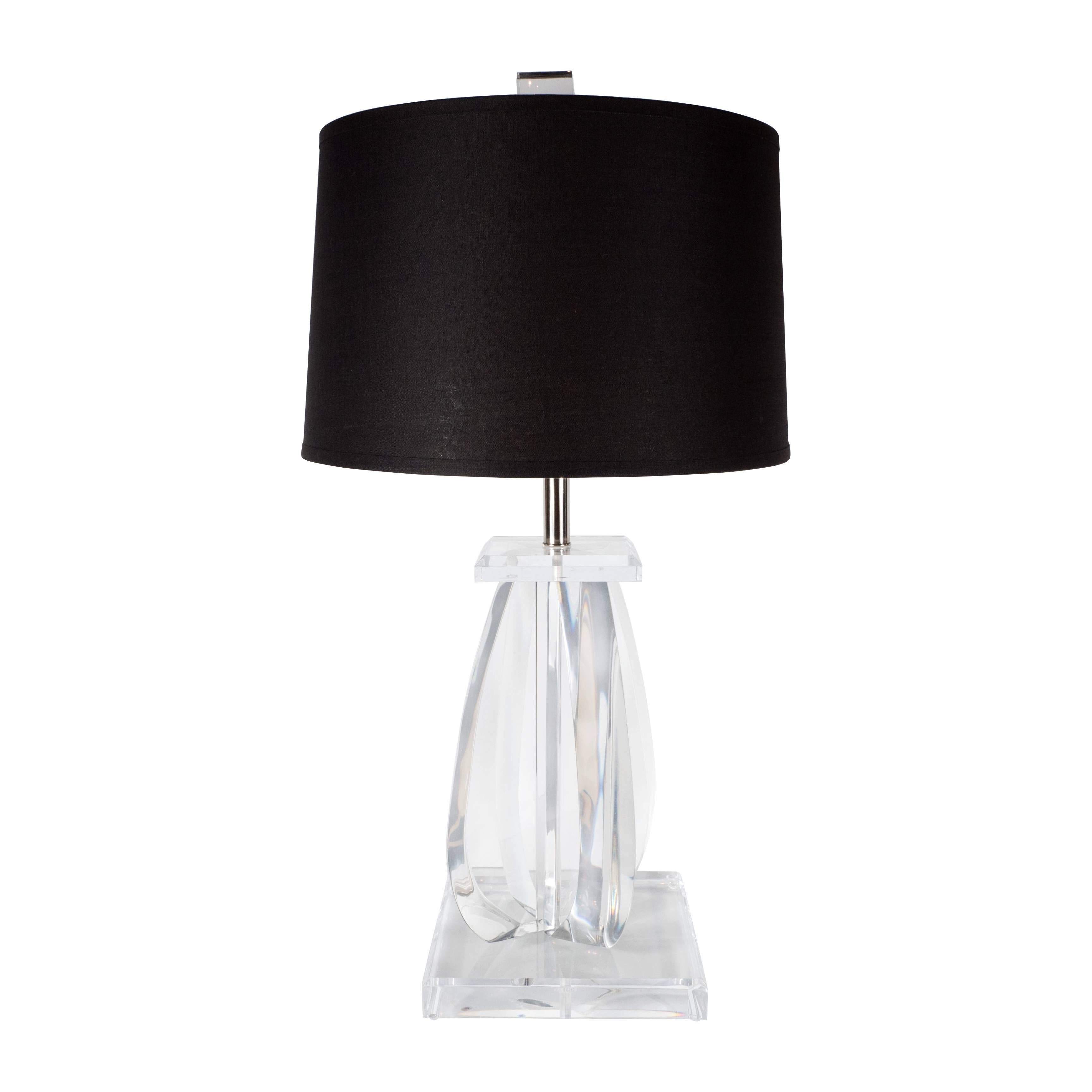 Mid-Century Modernist Lucite Table Lamp with Chrome Fittings For Sale