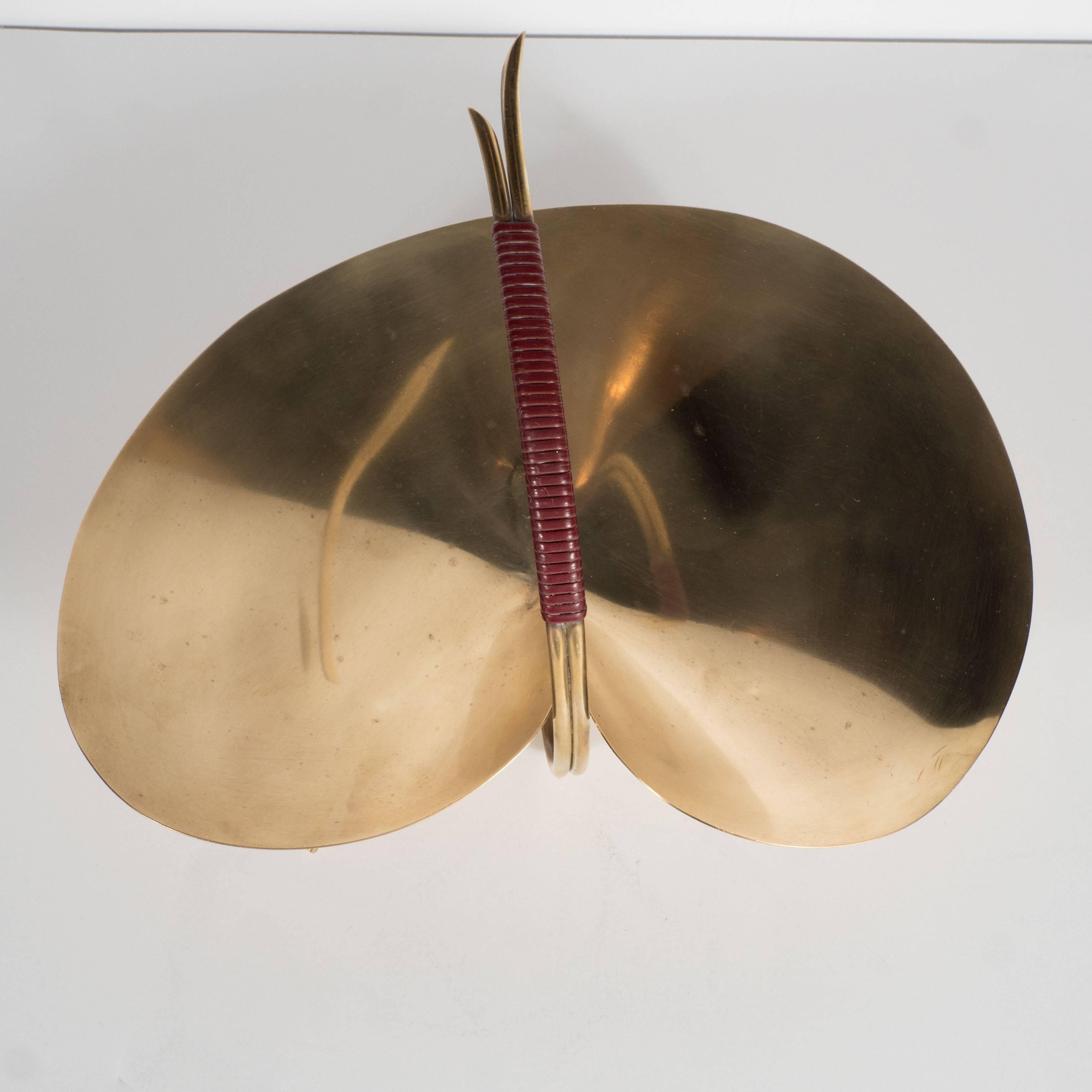 20th Century Sophisticated Mid-Century Polished Brass Lilypad Dish by Carl Auböck