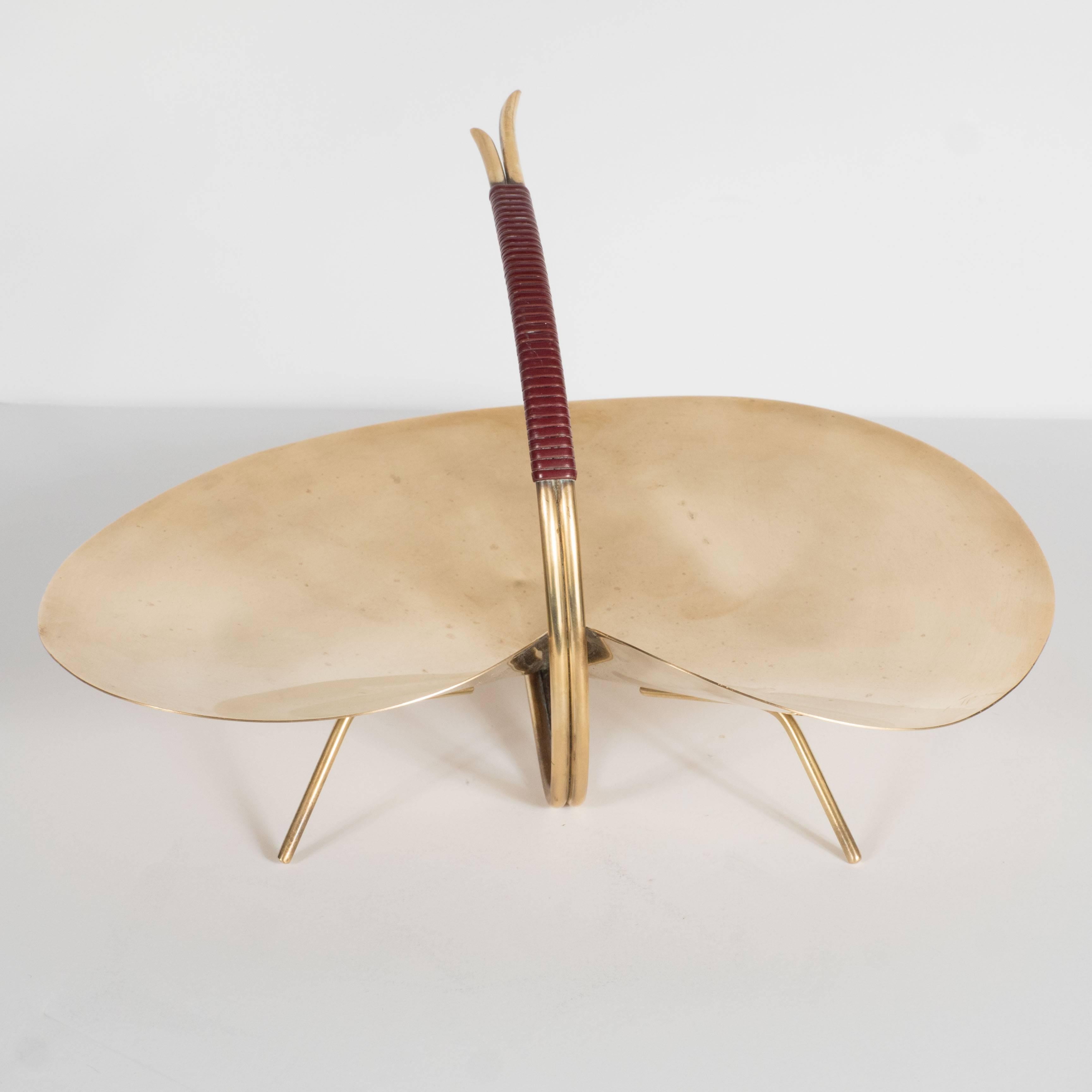 Sophisticated Mid-Century Polished Brass Lilypad Dish by Carl Auböck In Excellent Condition In New York, NY