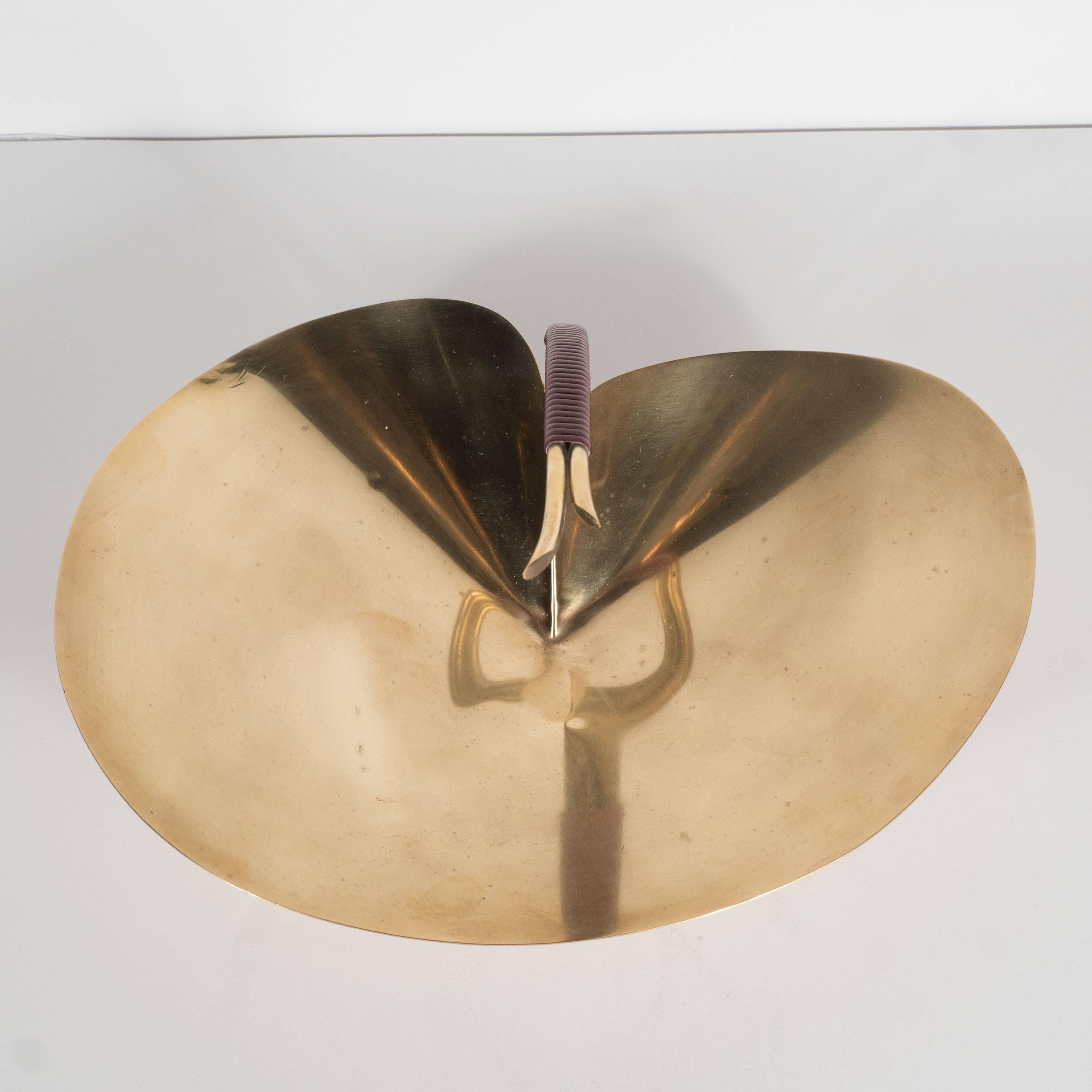 Sophisticated Mid-Century Polished Brass Lilypad Dish by Carl Auböck 2