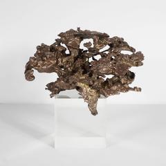 Mid-Century Modernist Brutalist Free-Form Bronze Sculpture on Lucite Plinth