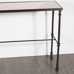 Mid-Century Iron Console with Inset Bronze Mirror in the Style of Giacometti