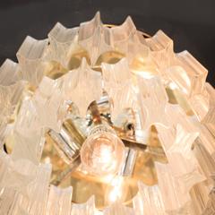 Chic Murano Two-Tiered Camer Quadriedri Crystal and Brass Flush Mount Chandelier