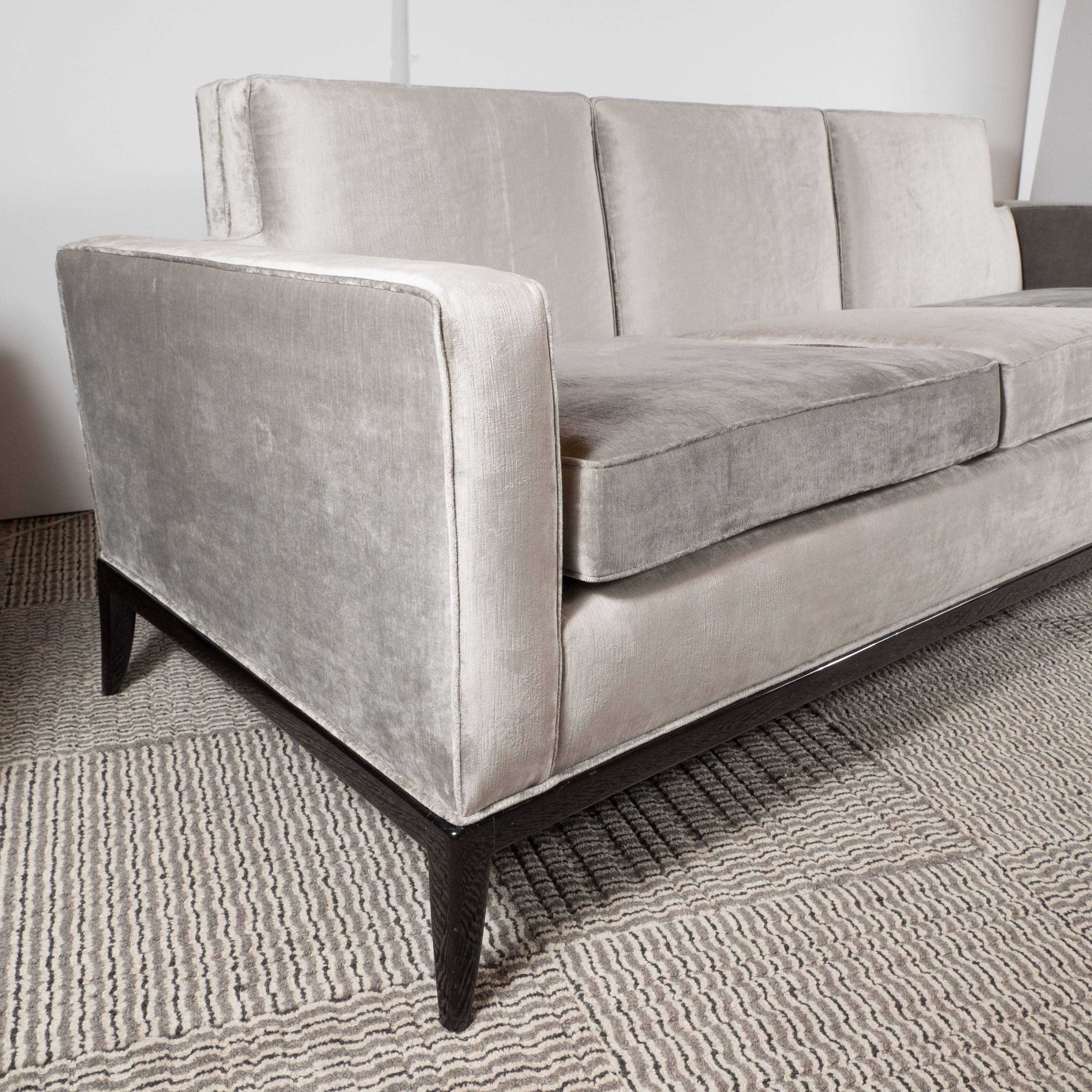 American Stunning Mid-Century Modernist Sofa by Tommi Parzinger in Smoked Platinum Velvet