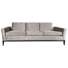 Stunning Mid-Century Modernist Sofa by Tommi Parzinger in Smoked Platinum Velvet