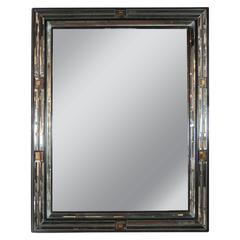 1940s Hollywood Mirror with Beveled Antiqued Mirror Border and Gold Squares