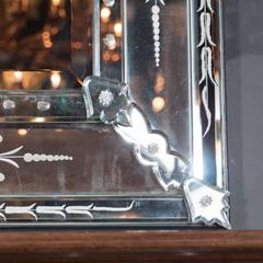 1940s Hollywood Style Venetian Mirror with Reverse Etched Detailing