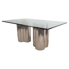 Used Mid-Century Trefoil Dining Table with Polished Chrome Base by Mastercraft