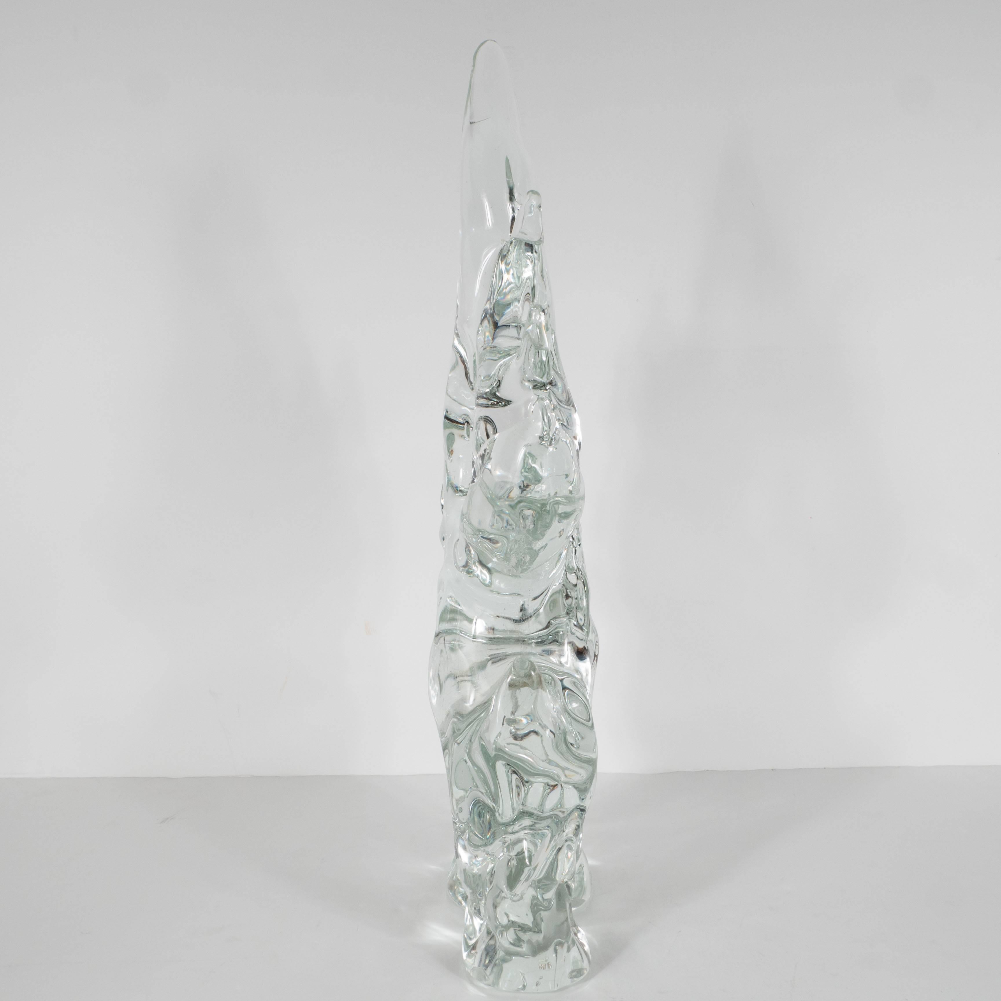 Mid-Century Modermnist handblown iceberg glass sculpture, Italy, circa 1970.

This stylish iconic Mid-Century Modern sculpture in shape of an abstract ice berg creates the ultimate cool interior. Excellent condition.

Measures: 4.5