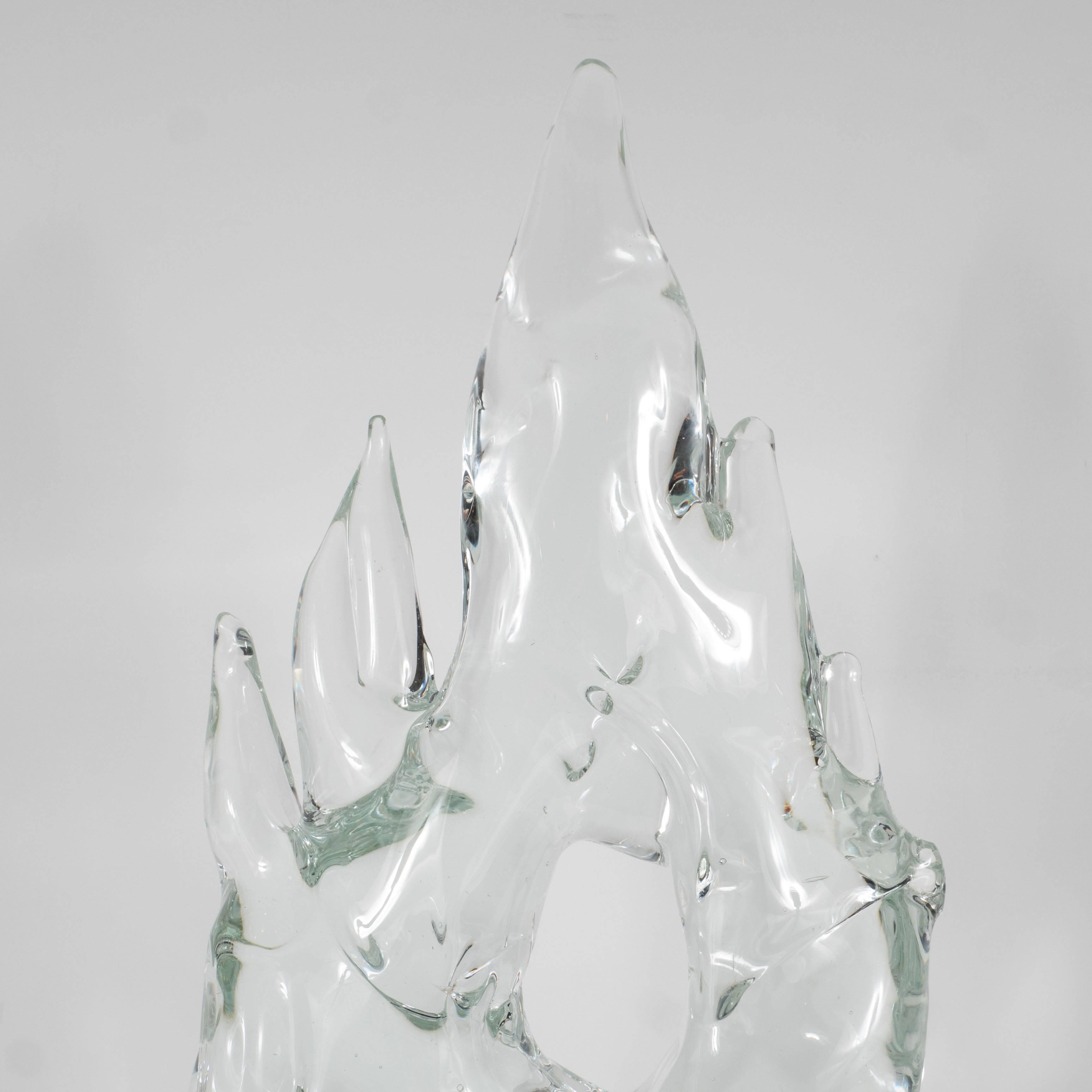 Mid-Century Modernist Handblown Iceberg Glass Sculpture, Italy, circa 1970 1
