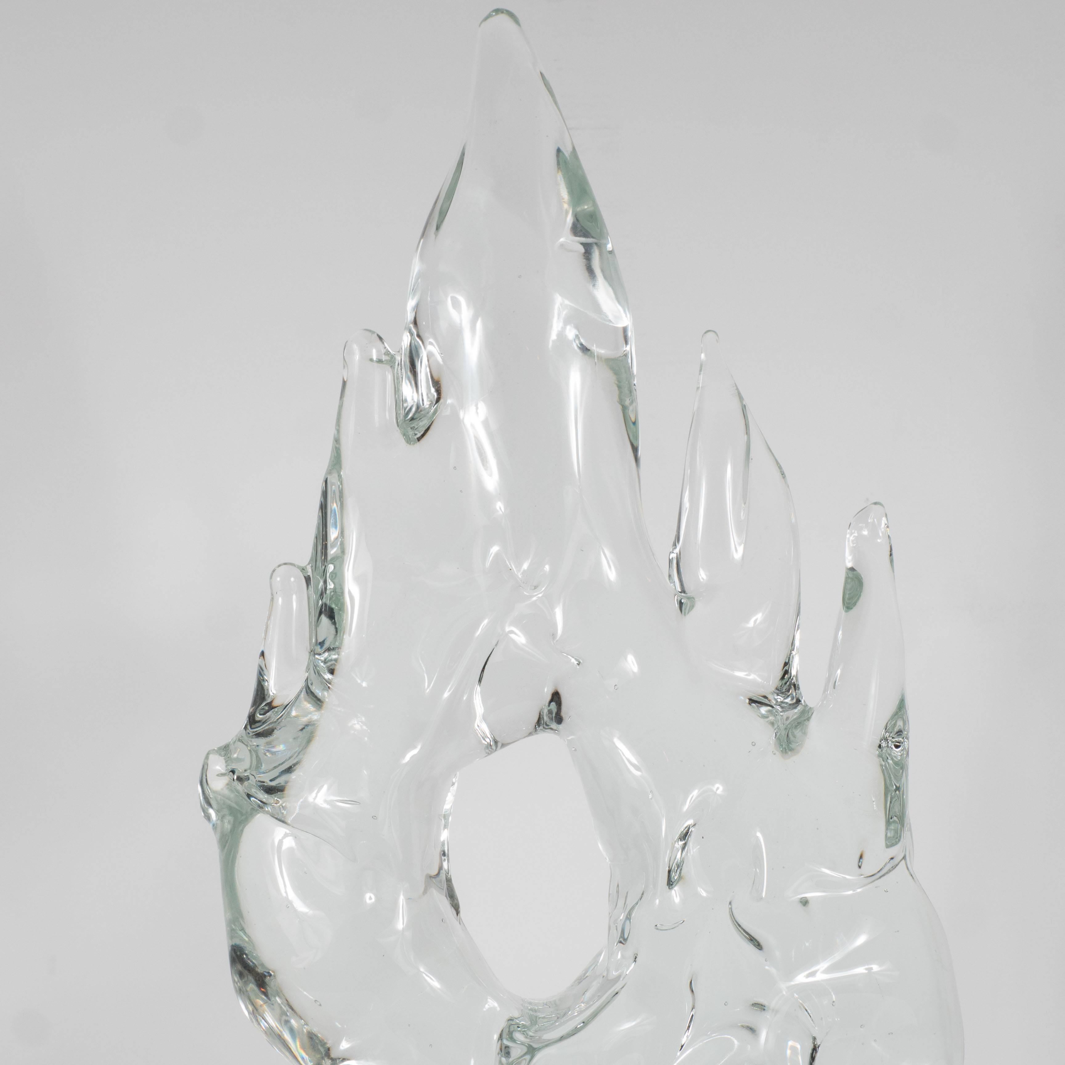 Mid-Century Modernist Handblown Iceberg Glass Sculpture, Italy, circa 1970 2