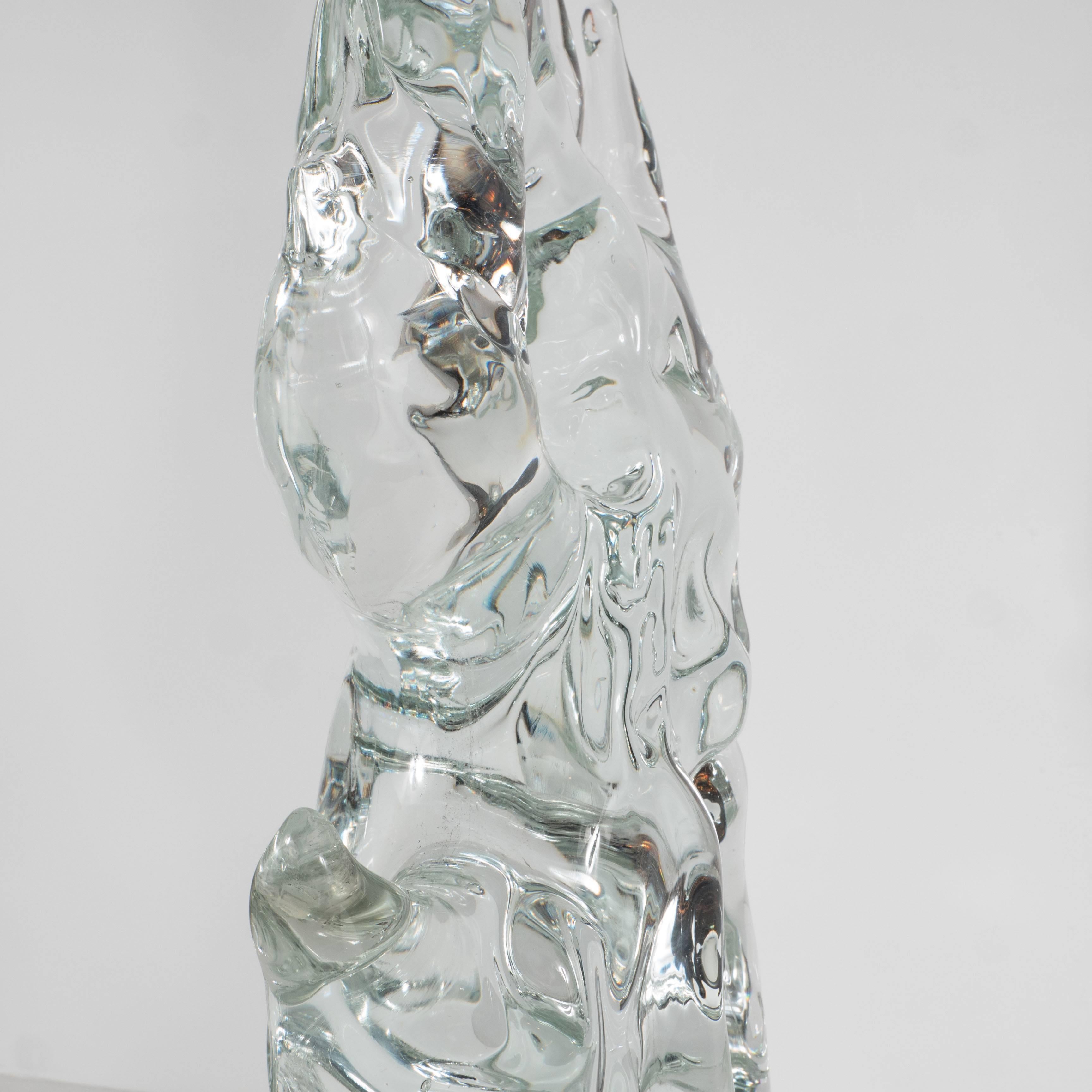 Mid-Century Modernist Handblown Iceberg Glass Sculpture, Italy, circa 1970 4
