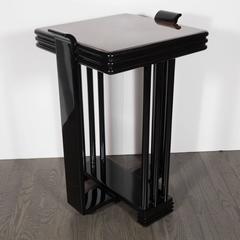 Art Deco Skyscraper Style Occasional Table in Exotic Book-Matched Walnut