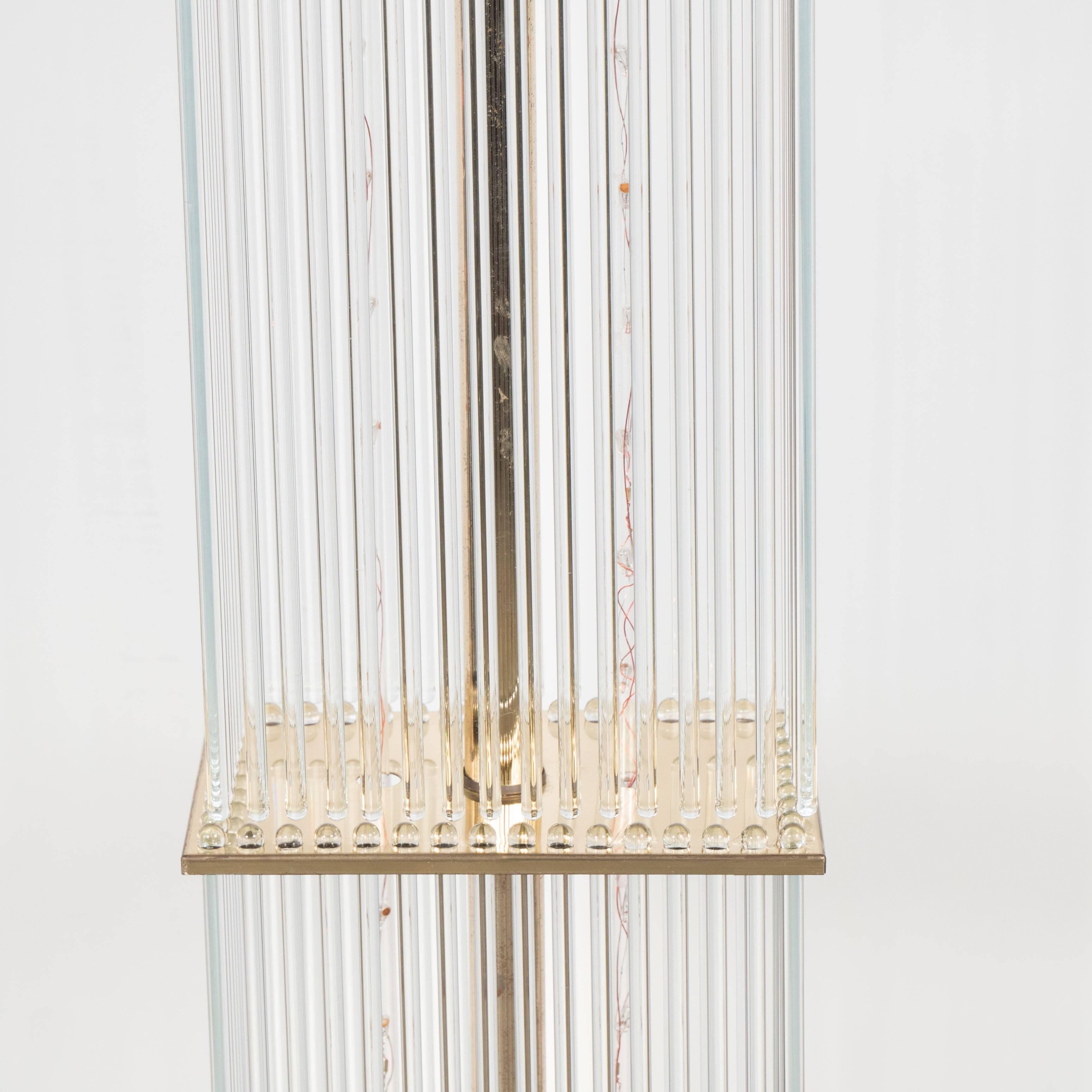 Late 20th Century Mid-Century Brass and Glass Rod Floor Lamp by Sciolari for Lightolier