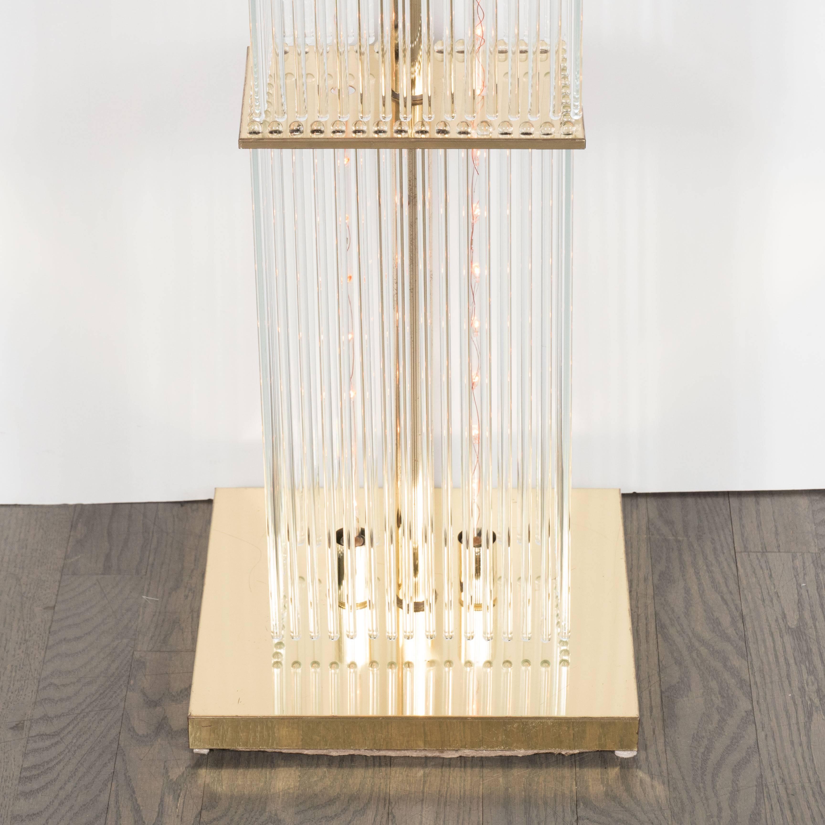 Mid-Century Brass and Glass Rod Floor Lamp by Sciolari for Lightolier 1