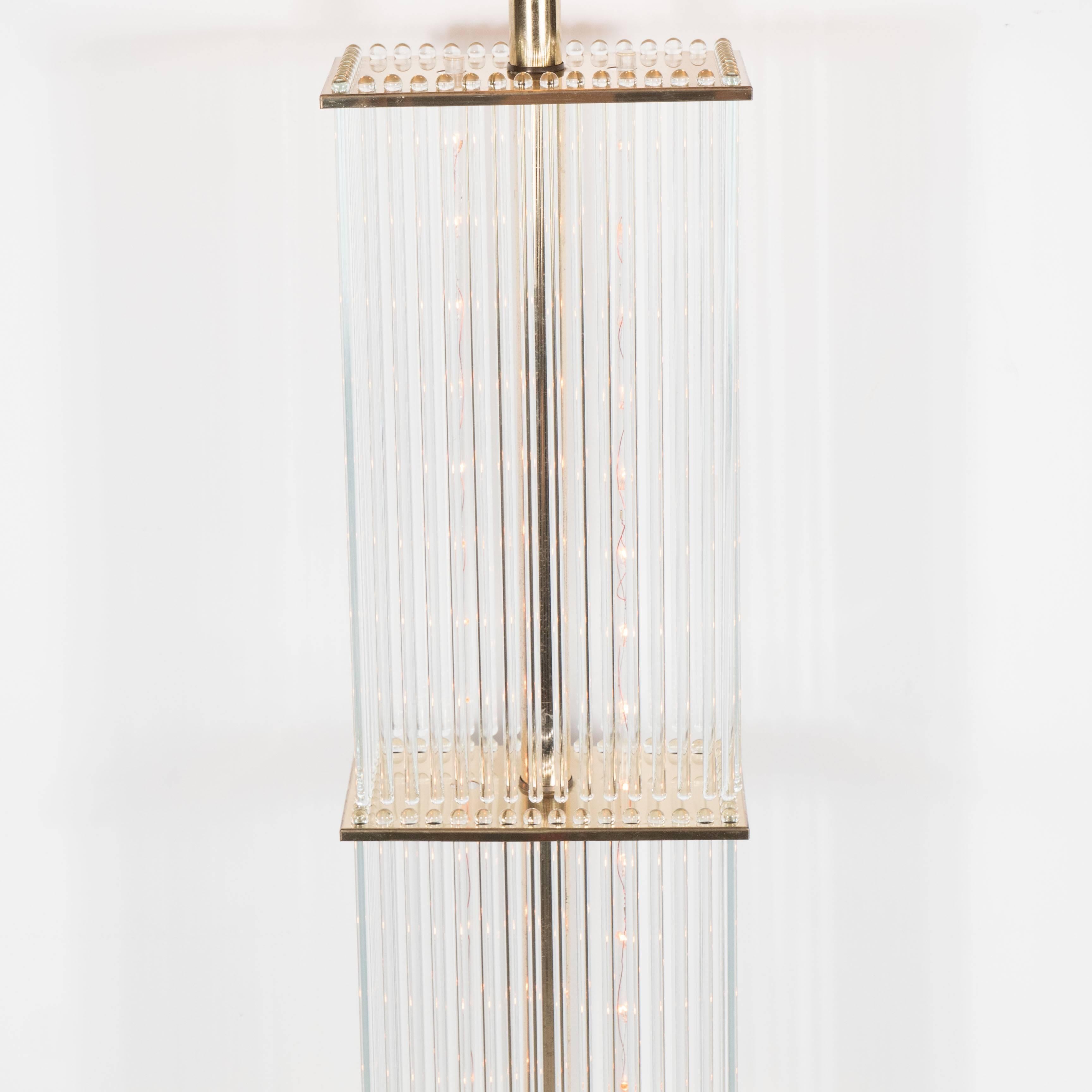 Mid-Century Brass and Glass Rod Floor Lamp by Sciolari for Lightolier 2