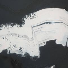 Mid-Century Aaron Levy Abstract Painting of White and Black Brush Strokes