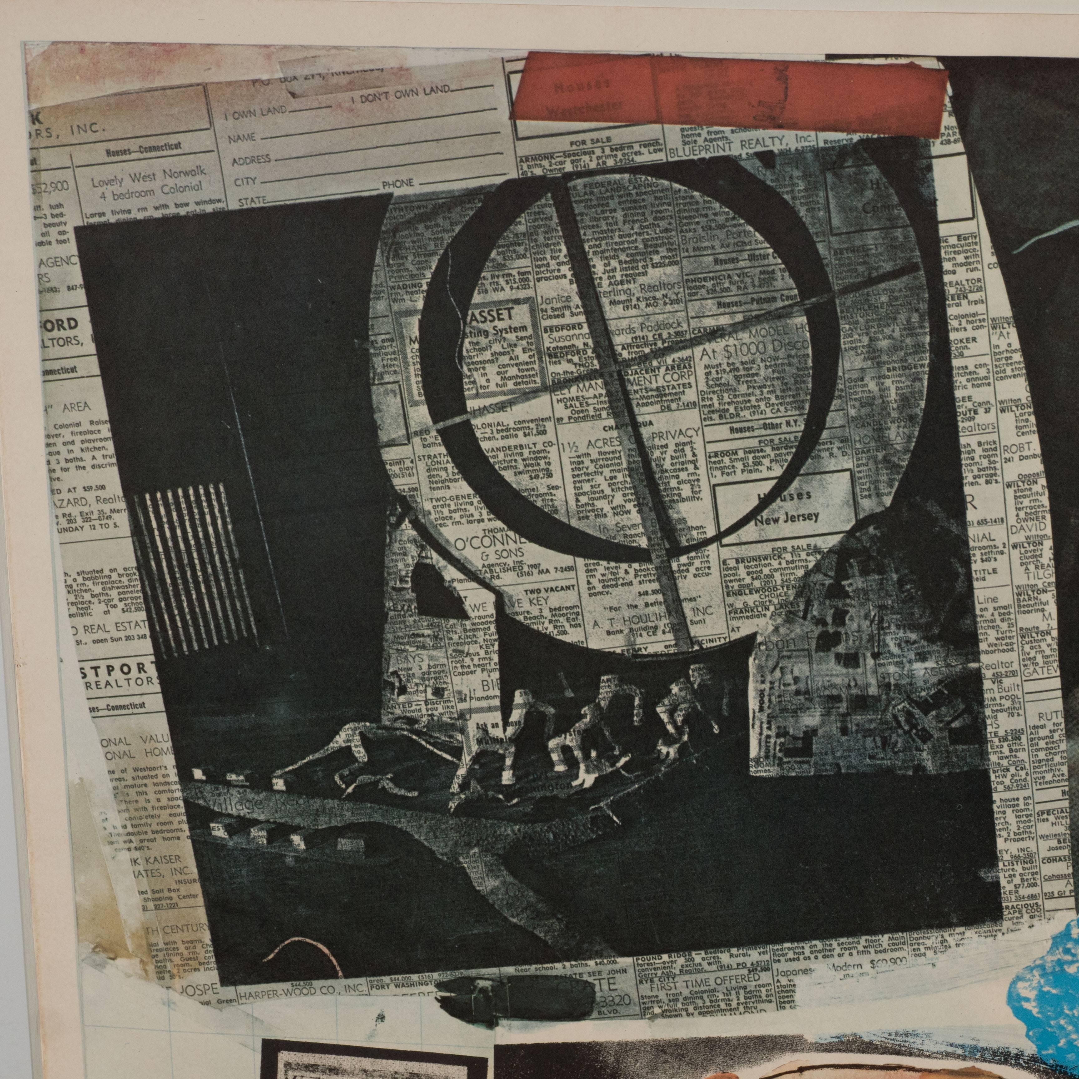 Painted Robert Rauschenberg Lithograph Homage to Kiesler Print, 1967