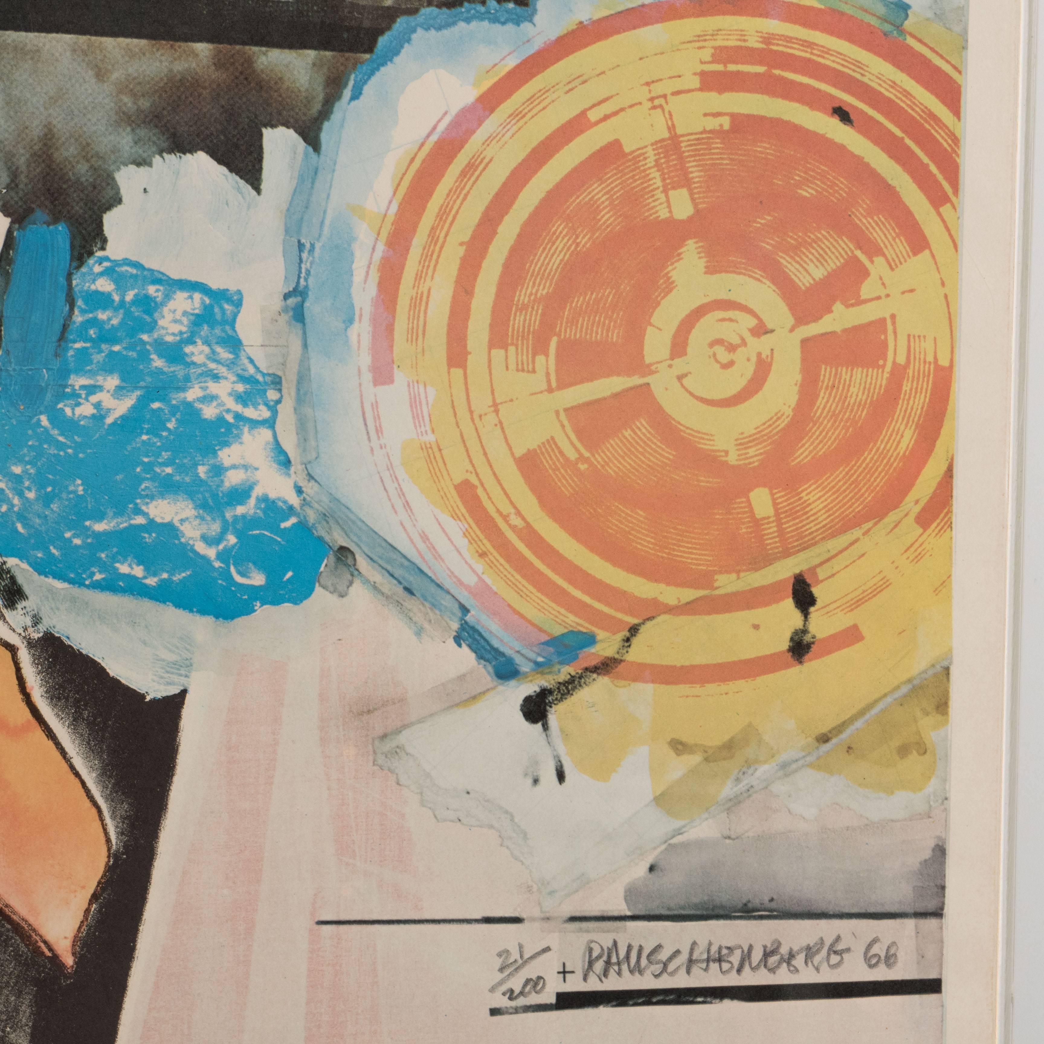 Robert Rauschenberg Lithograph Homage to Kiesler Print, 1967 In Excellent Condition In New York, NY