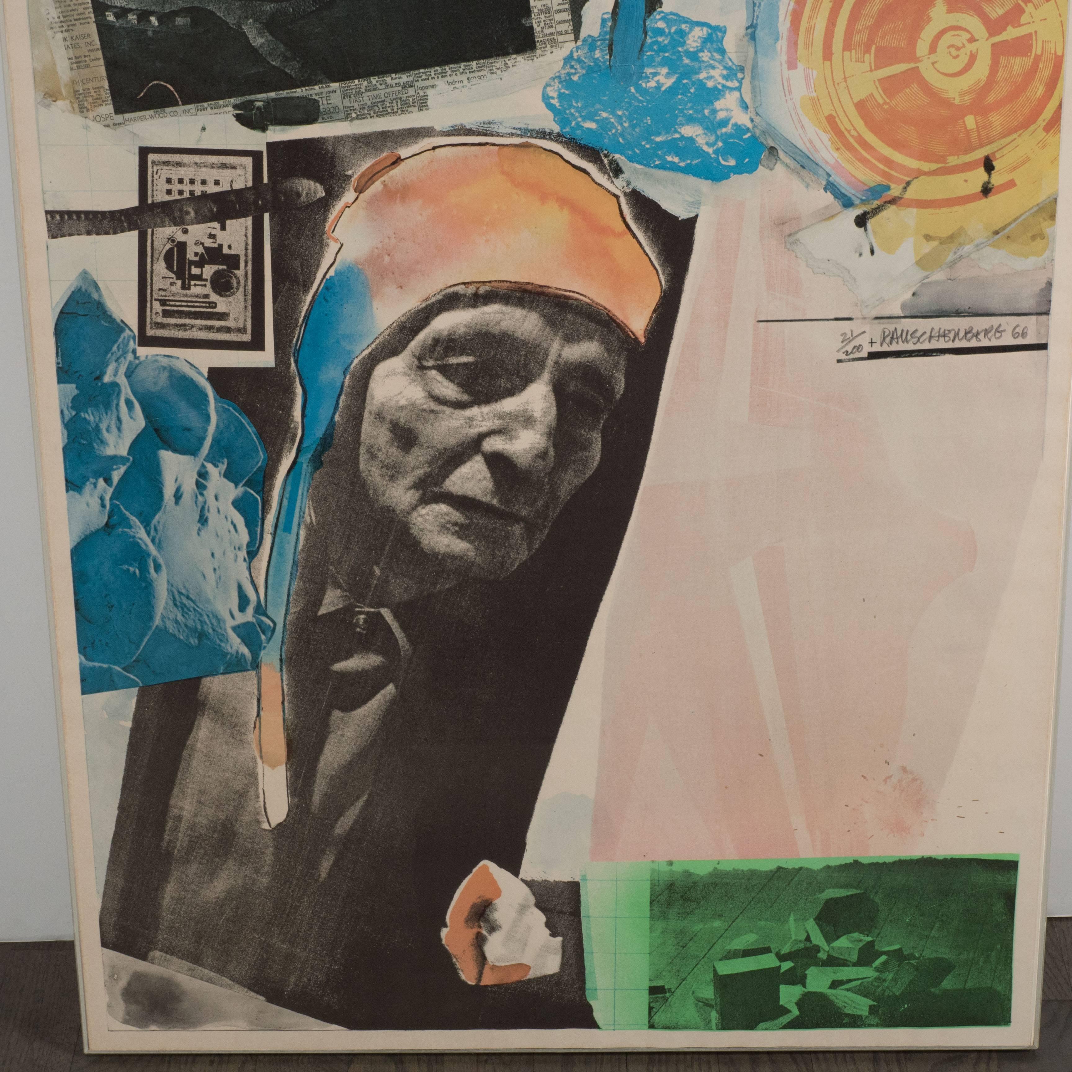 Robert Rauschenberg Lithograph Homage to Kiesler Print, 1967 1