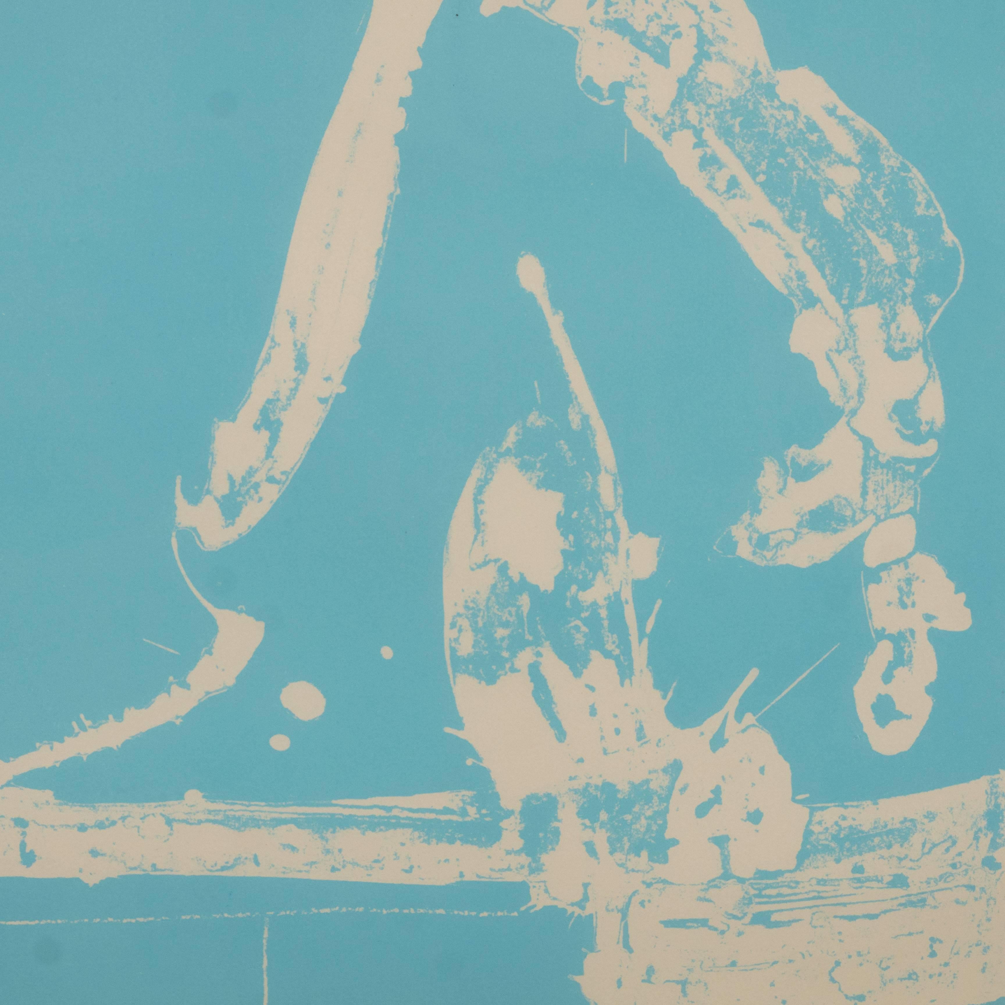Robert Motherwell untitled abstract pale blue on white lithograph
9: Untitled (W.A.C. 56).
Lithograph printed in pale blue on white paper.
Initialed in penciel and numbered V/XX,
1966-1967.
In a simple chromed shadow-box type gallery