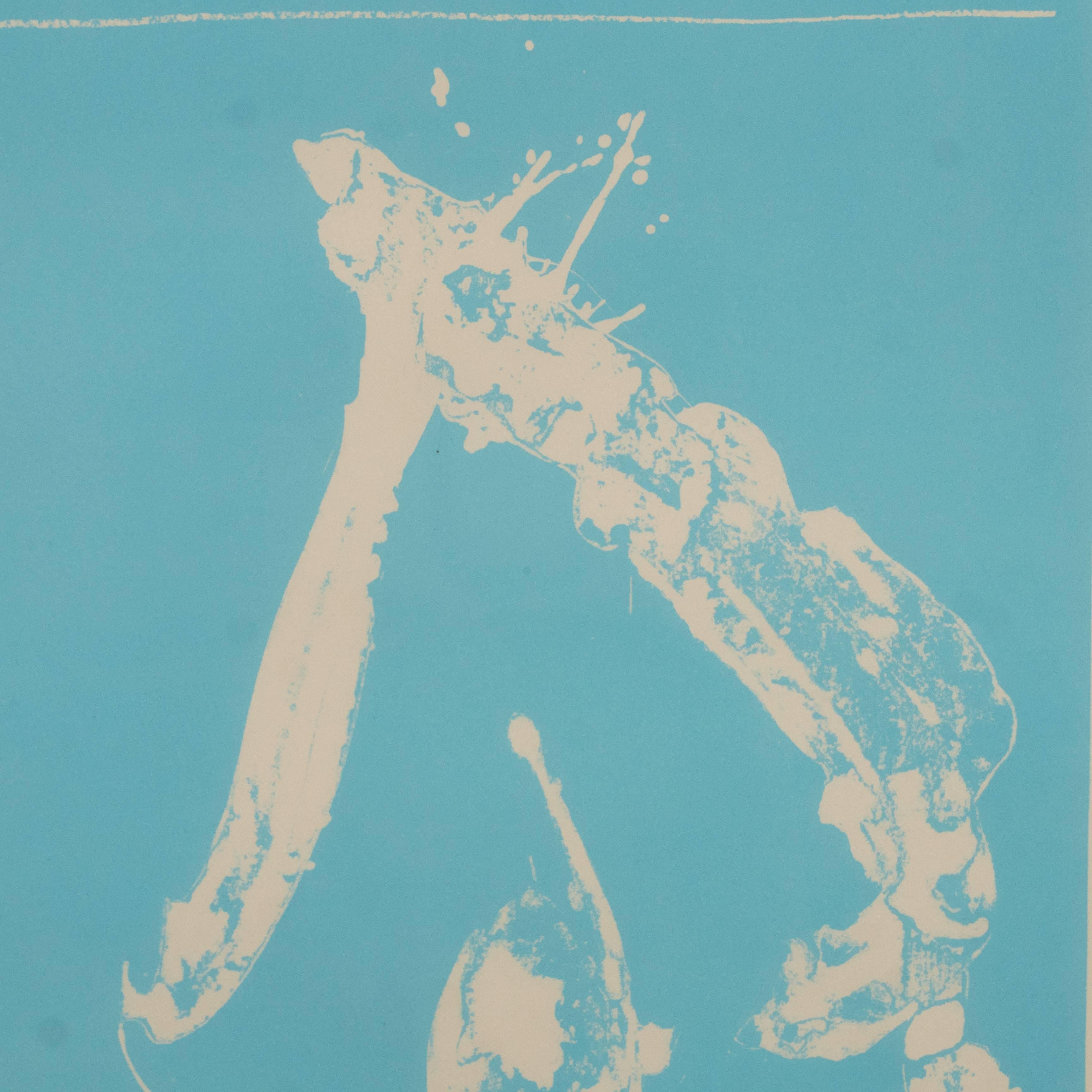American Signed Lithograph by Robert Motherwell Untitled Abstract Pale Blue on White