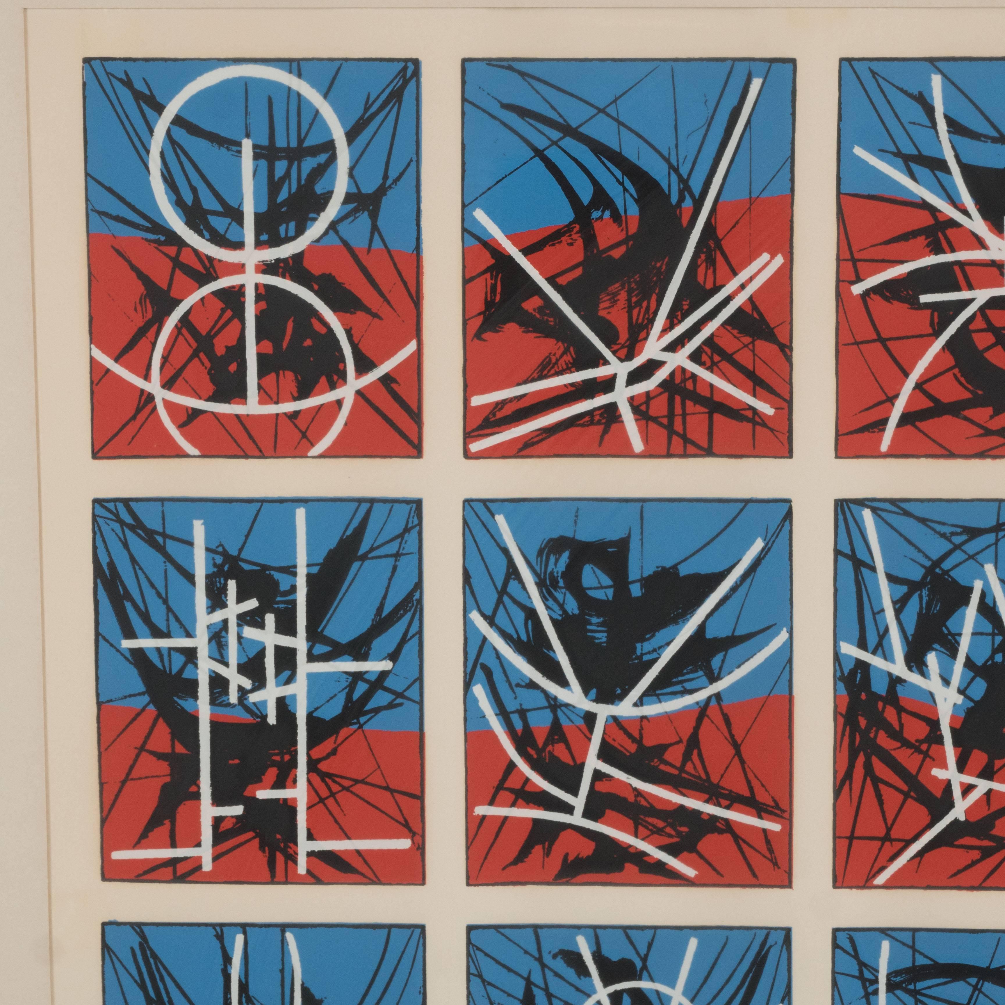 American Mid-Century Modern Abstract Screenprint by Jimmy Ernst in Custom Gallery Frame