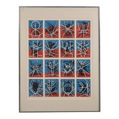 Used Mid-Century Modern Abstract Screenprint by Jimmy Ernst in Custom Gallery Frame