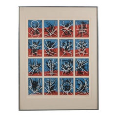 Mid-Century Modern Abstract Screenprint by Jimmy Ernst in Custom Gallery Frame