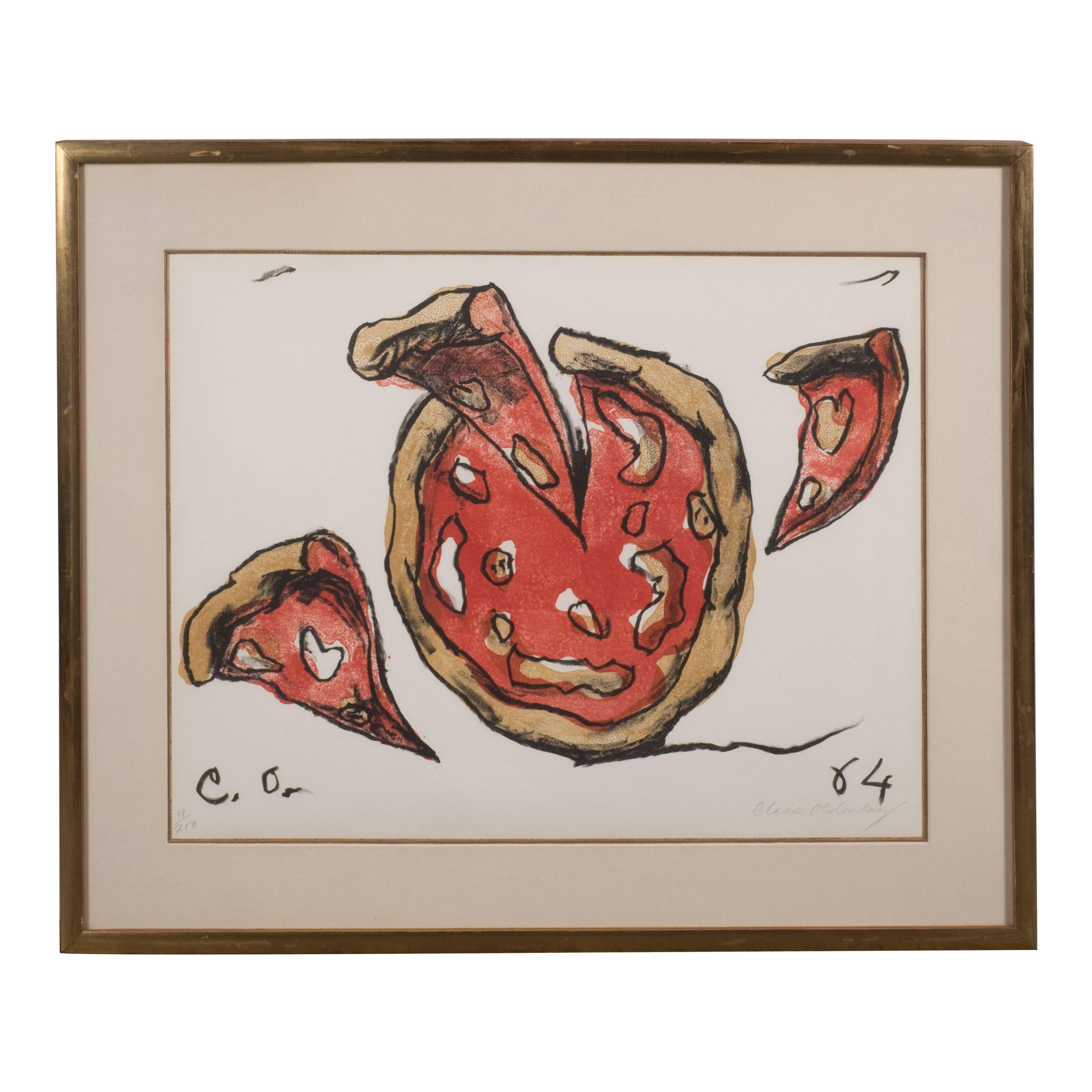 Mid-Century Modernist Original Lithograph by Claes Oldenburg "Flying Pizza"