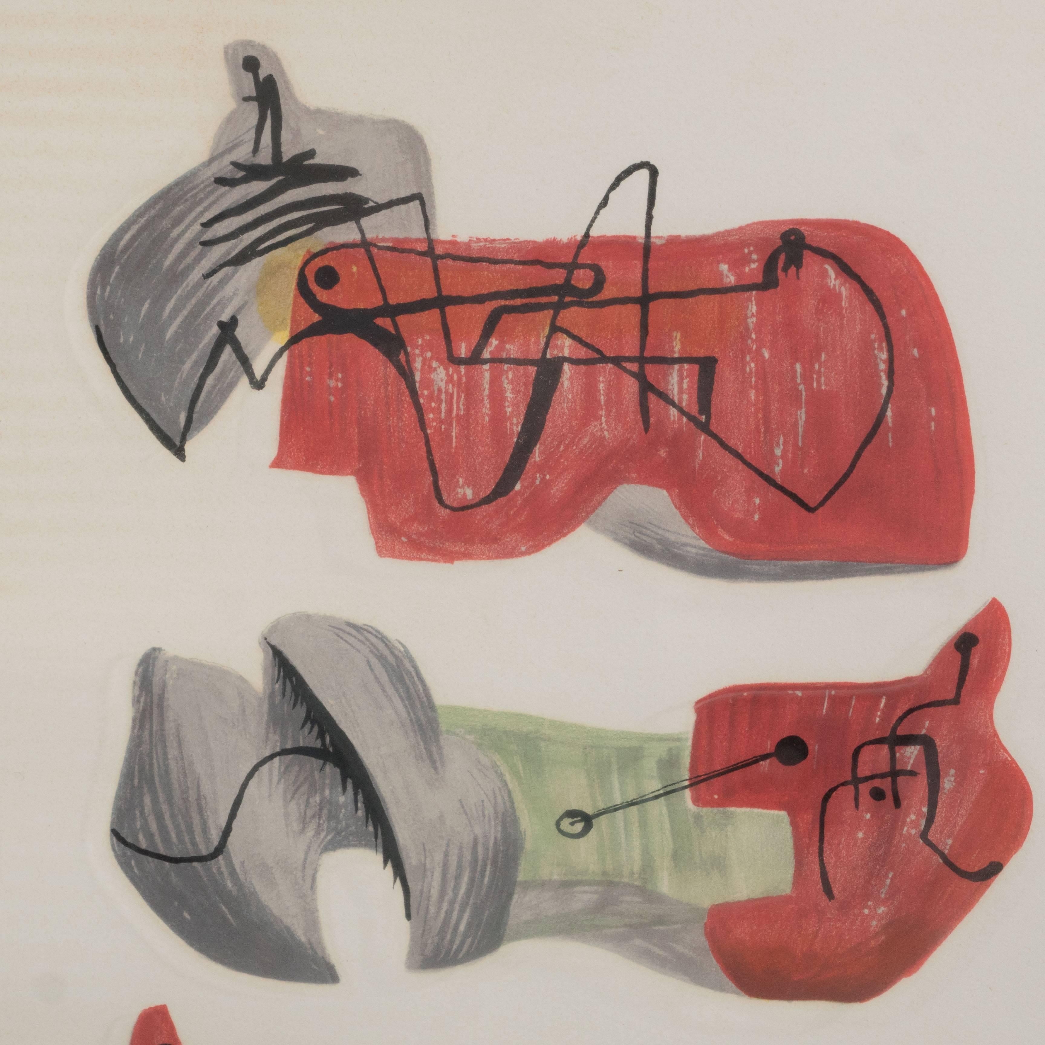 Paper Mid-Century Henry Moore Six Reclining Figures Lithograph