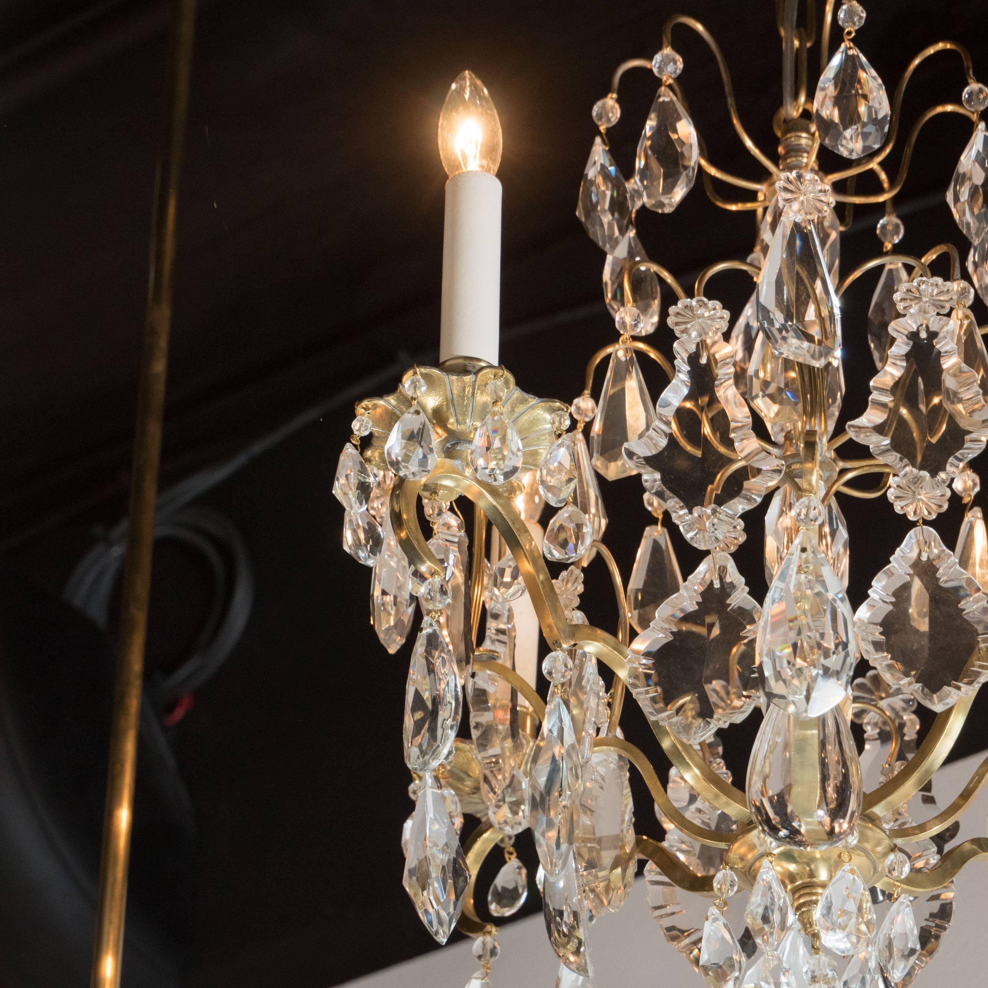 20th Century Louis XV Style Gilt-Bronze and Rock Crystal Four-Light Chandelier
