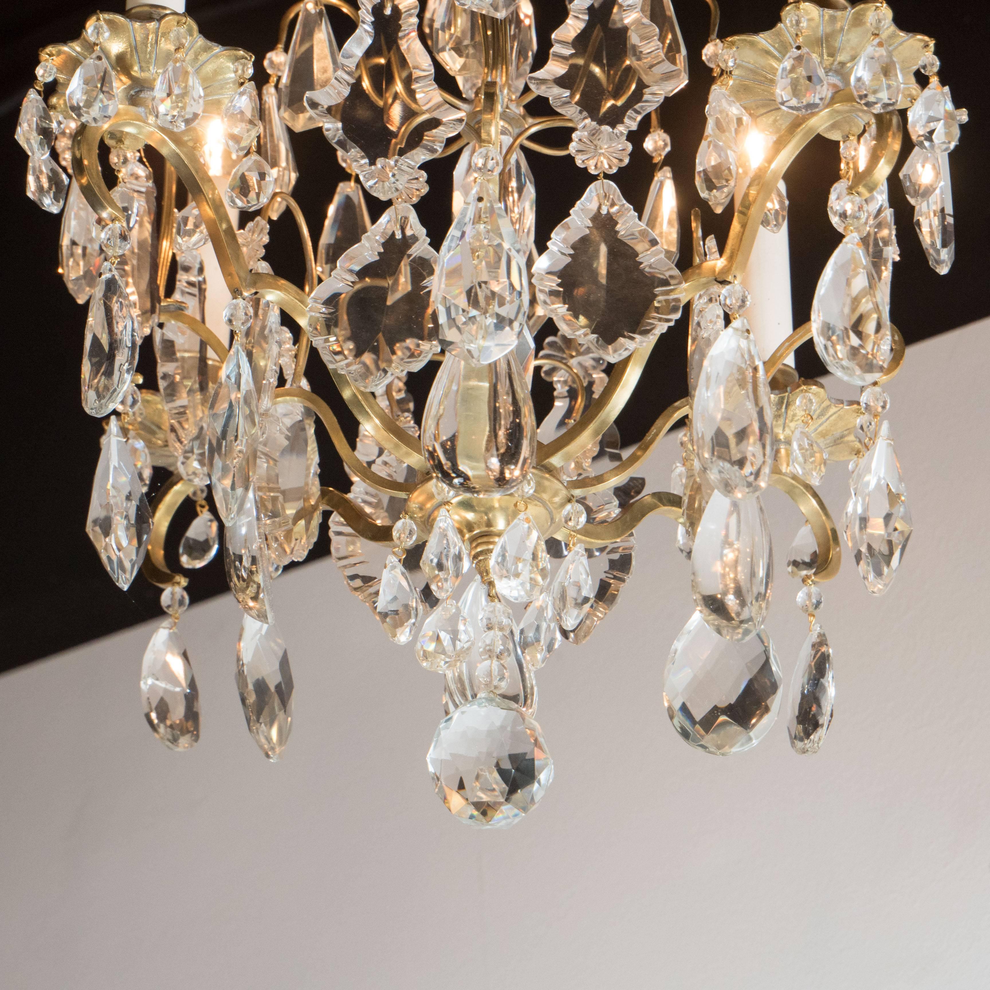 Louis XV Style Gilt-Bronze and Rock Crystal Four-Light Chandelier 2
