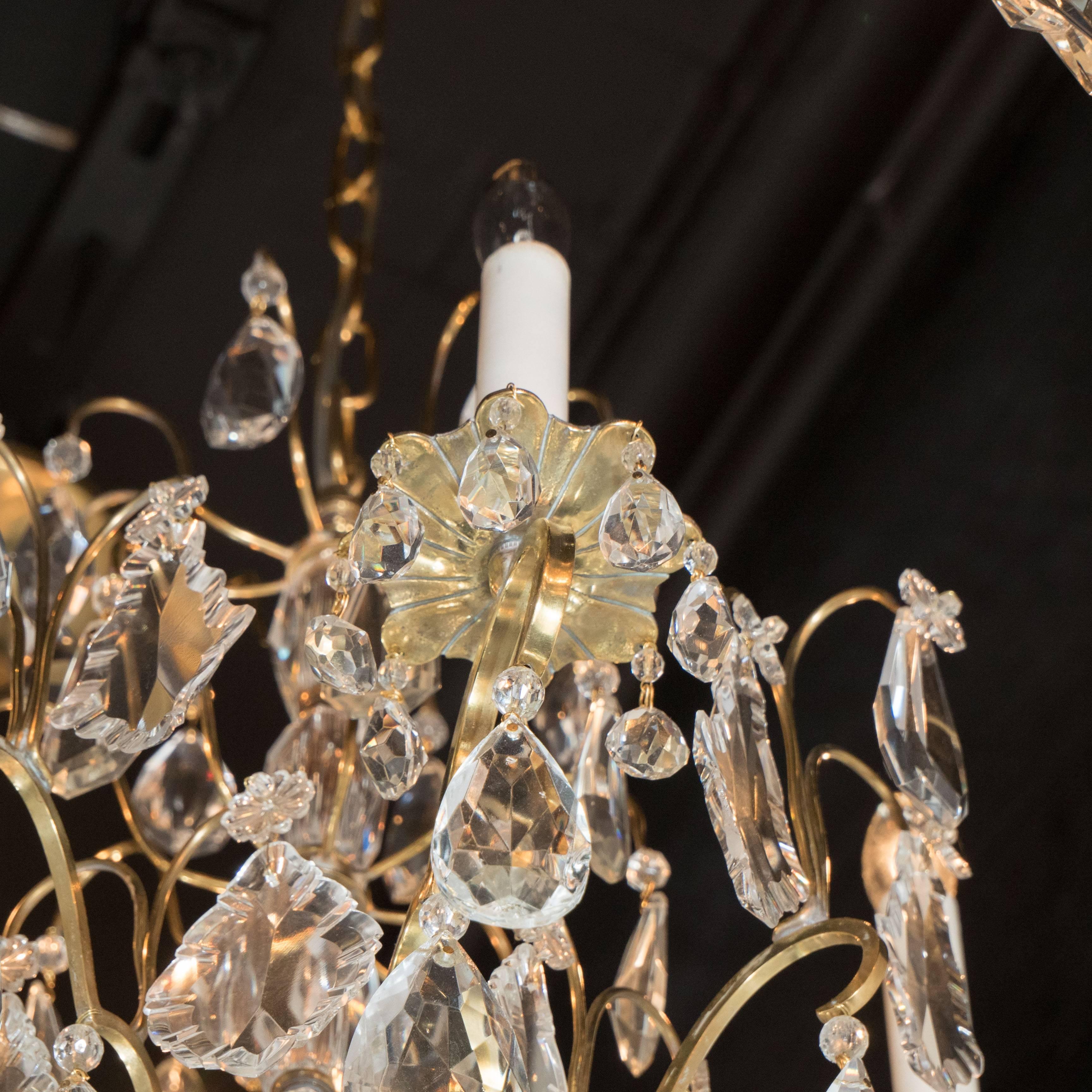 Louis XV Style Gilt-Bronze and Rock Crystal Four-Light Chandelier In Excellent Condition In New York, NY