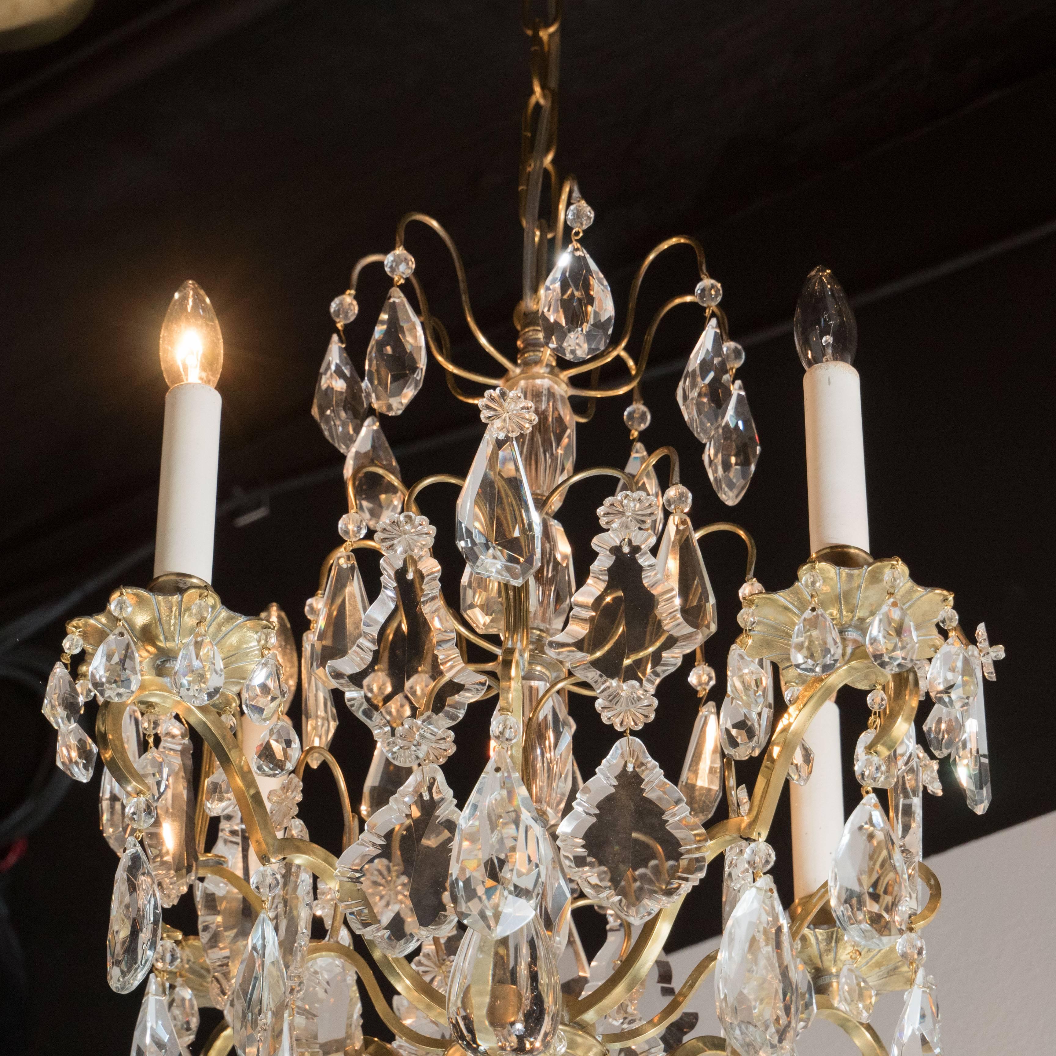 Louis XV Style Gilt-Bronze and Rock Crystal Four-Light Chandelier 3