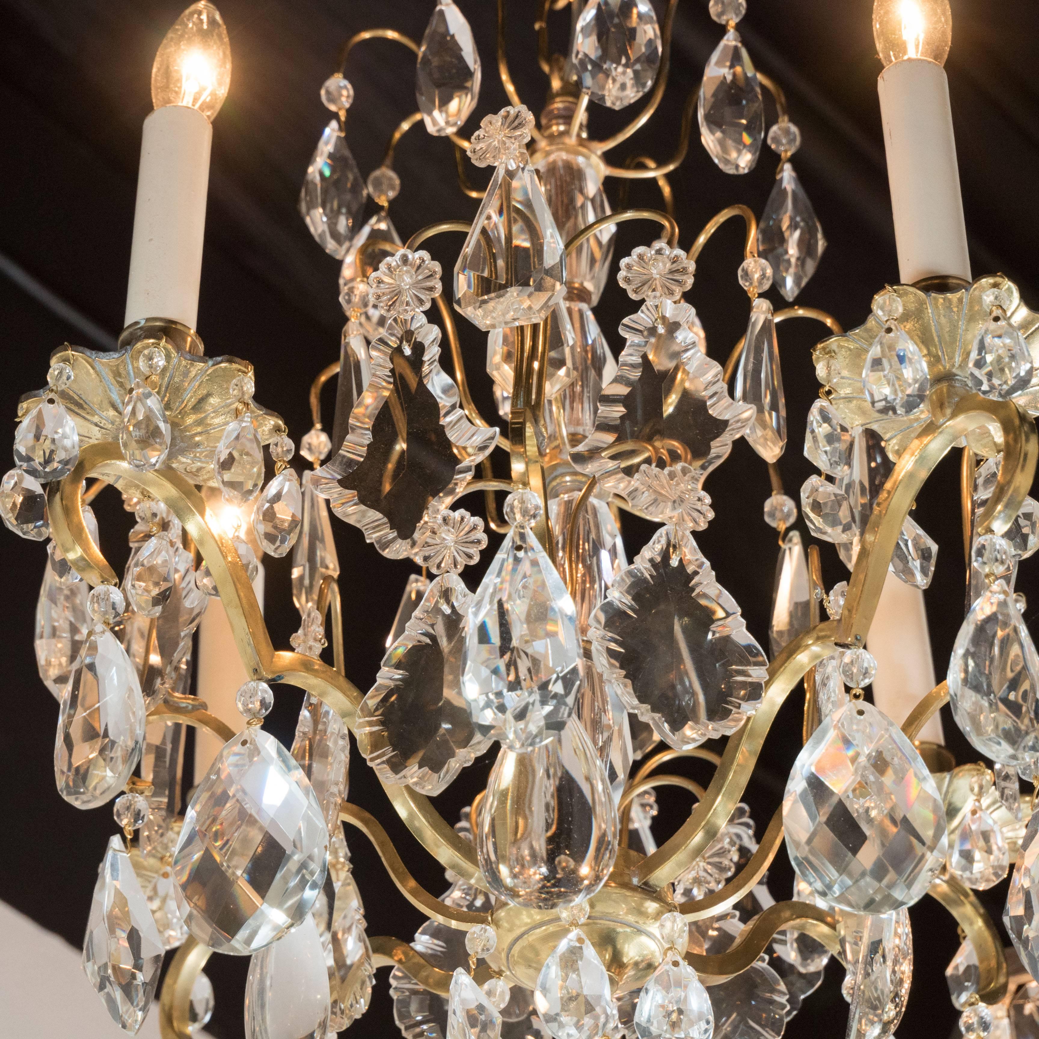 Louis XV Style Gilt-Bronze and Rock Crystal Four-Light Chandelier 4