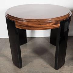 Art Deco Skyscraper Style Stepped Detail Side Table with Black Lacquer Legs