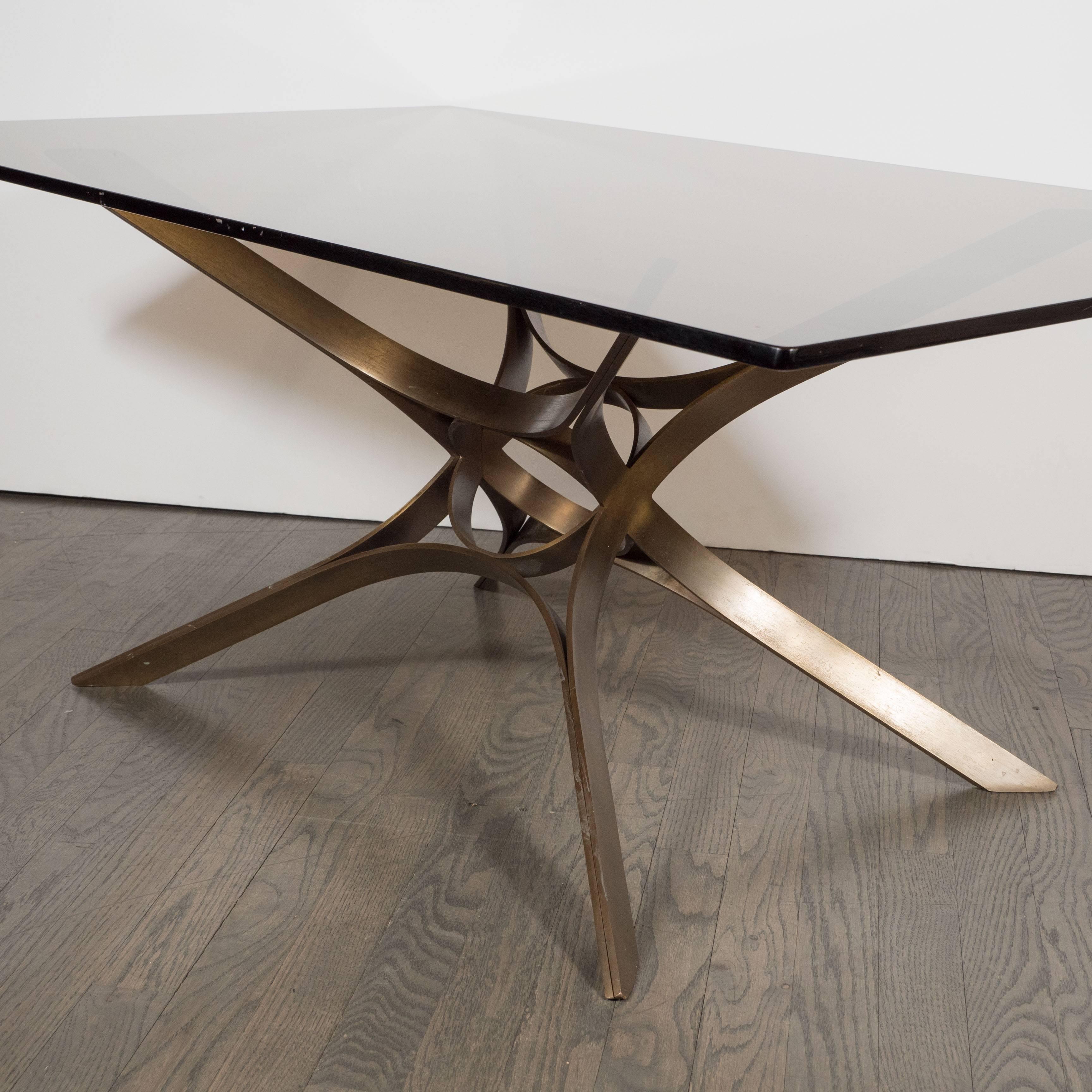 Mid-Century Cocktail Table in Bronze and Glass by Roger Sprunger for Dunbar In Excellent Condition In New York, NY