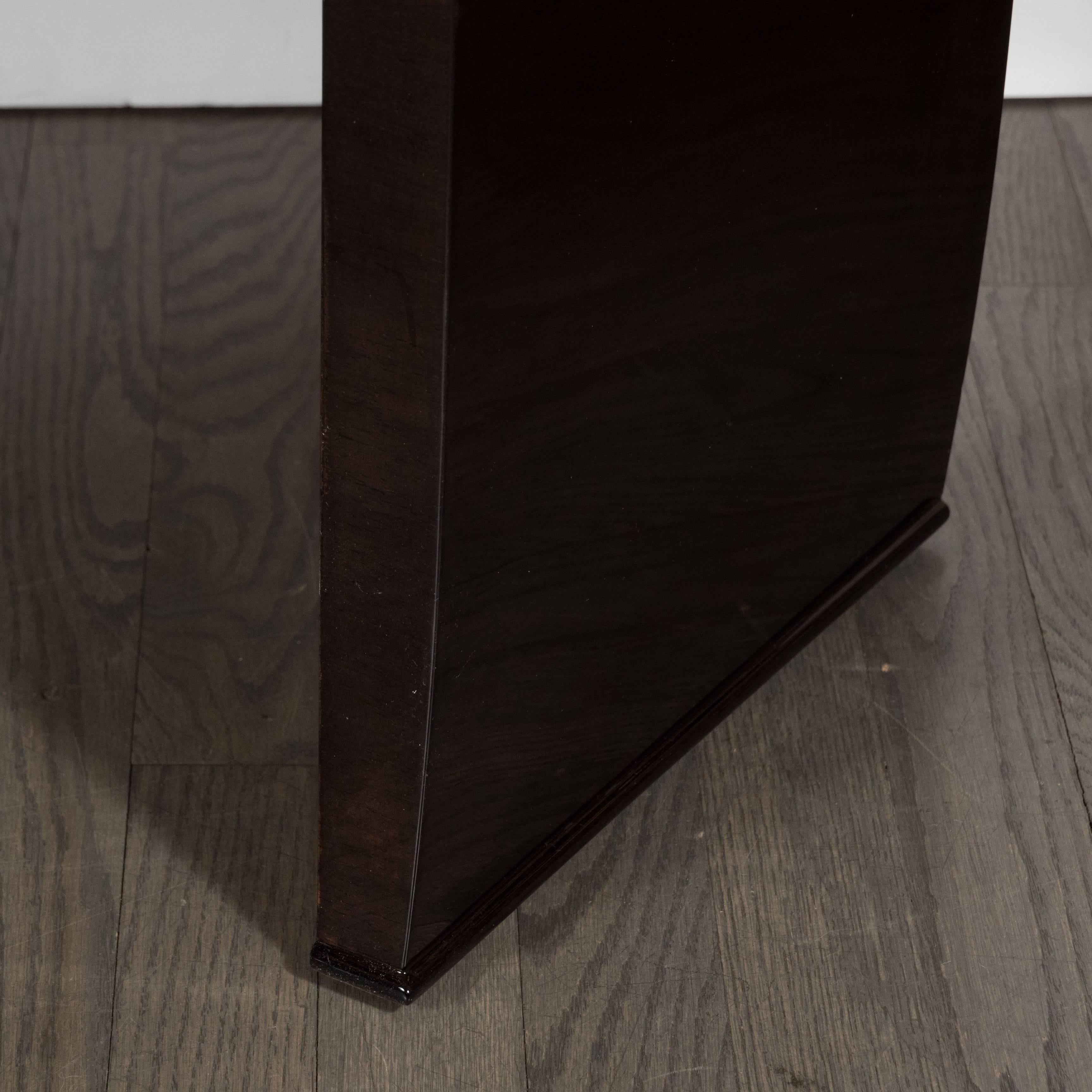 Pair of Art Deco Nightstands or End Tables in Burled Elm and Ebonized Walnut 3