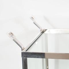 Carrello da bar Art Deco Streamline in nichel e vetro di Treitel