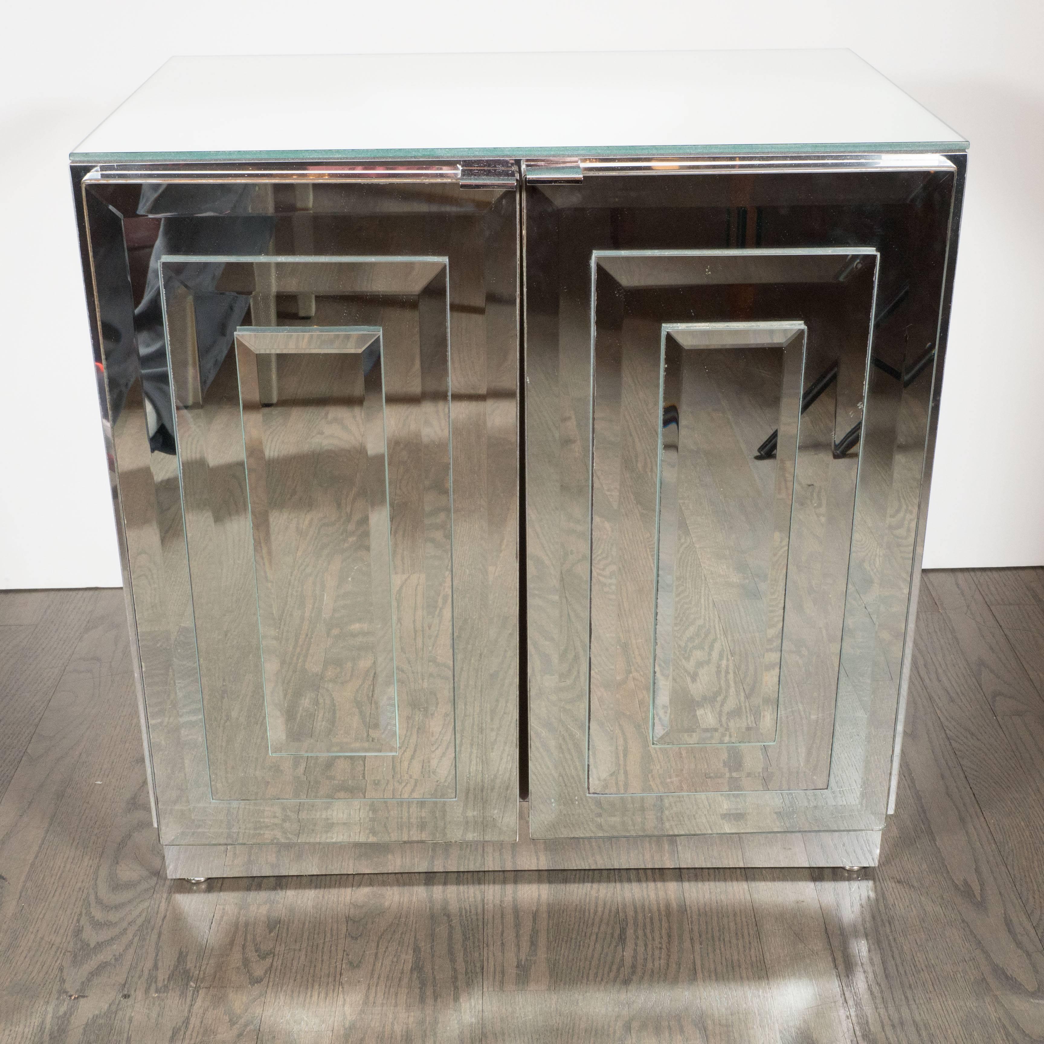 Mid-Century Skyscraper Style Mirrored Nightstands/End Tables by Ello 2