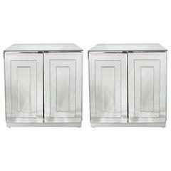 Mid-Century Skyscraper Style Mirrored Nightstands/End Tables by Ello