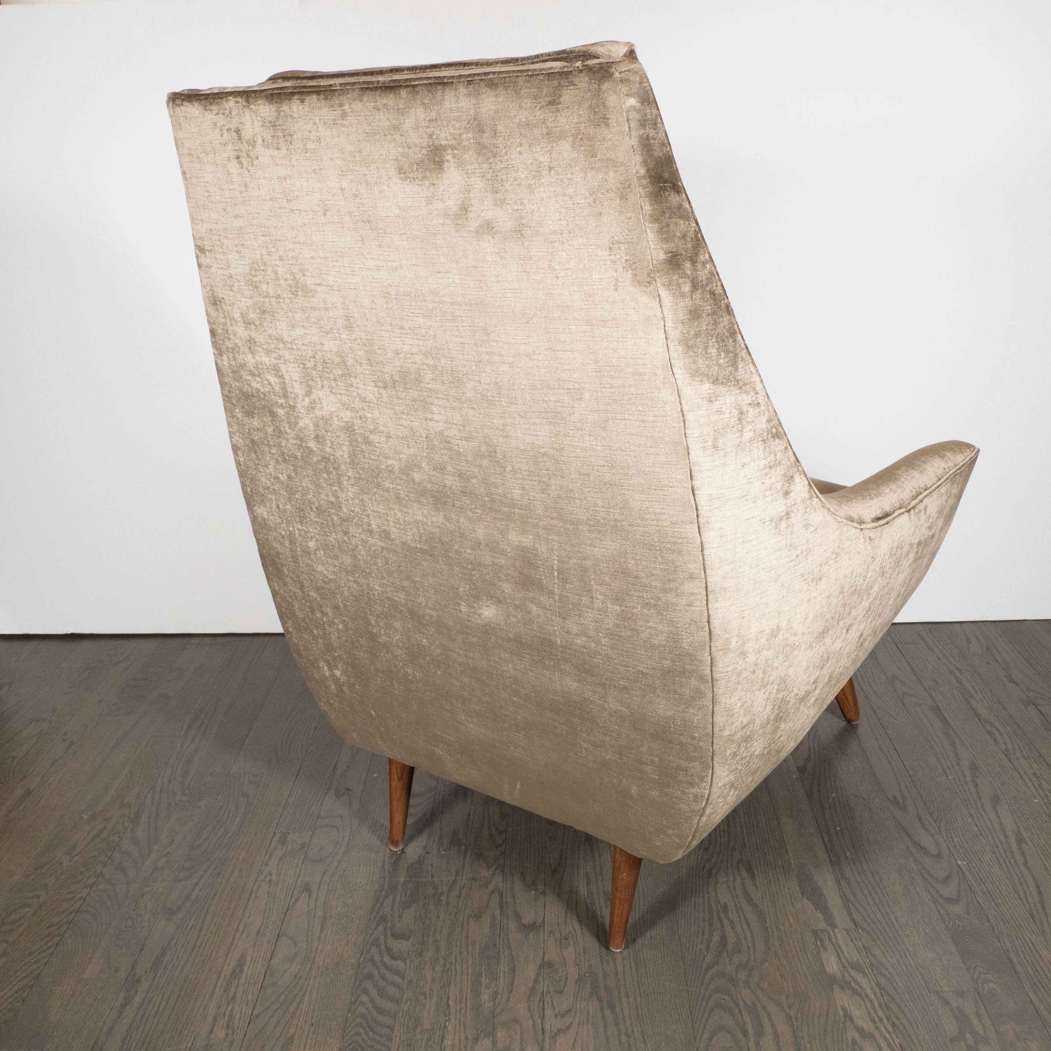 American Mid-Century Modernist Club Chair in Smoked Platinum Velvet by Adrian Pearsall